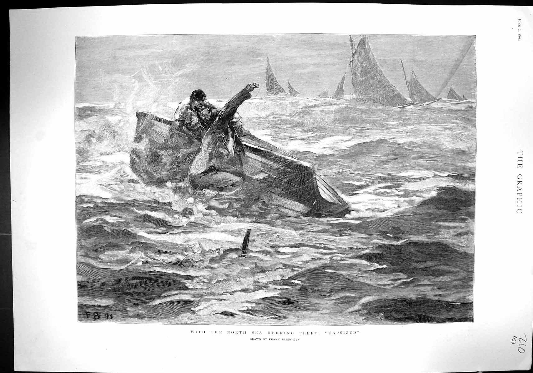 Old 1894 North Sea Herring Fishing Ship Capsized Rescue Boat PatrickVictorian