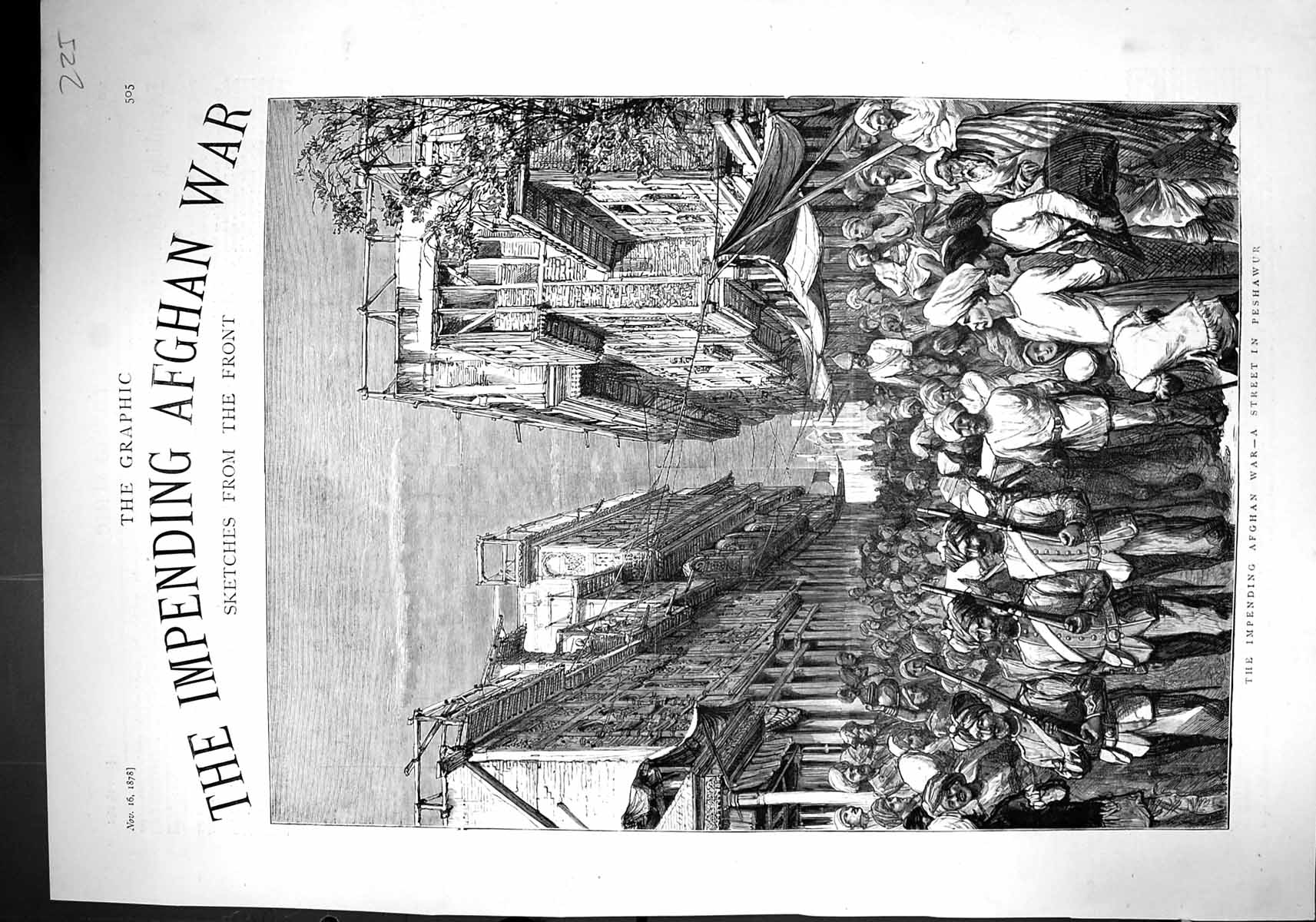 Old 1878 Afhgan War Street Scene Peshawur Fac-Simile British Prisoner 19th