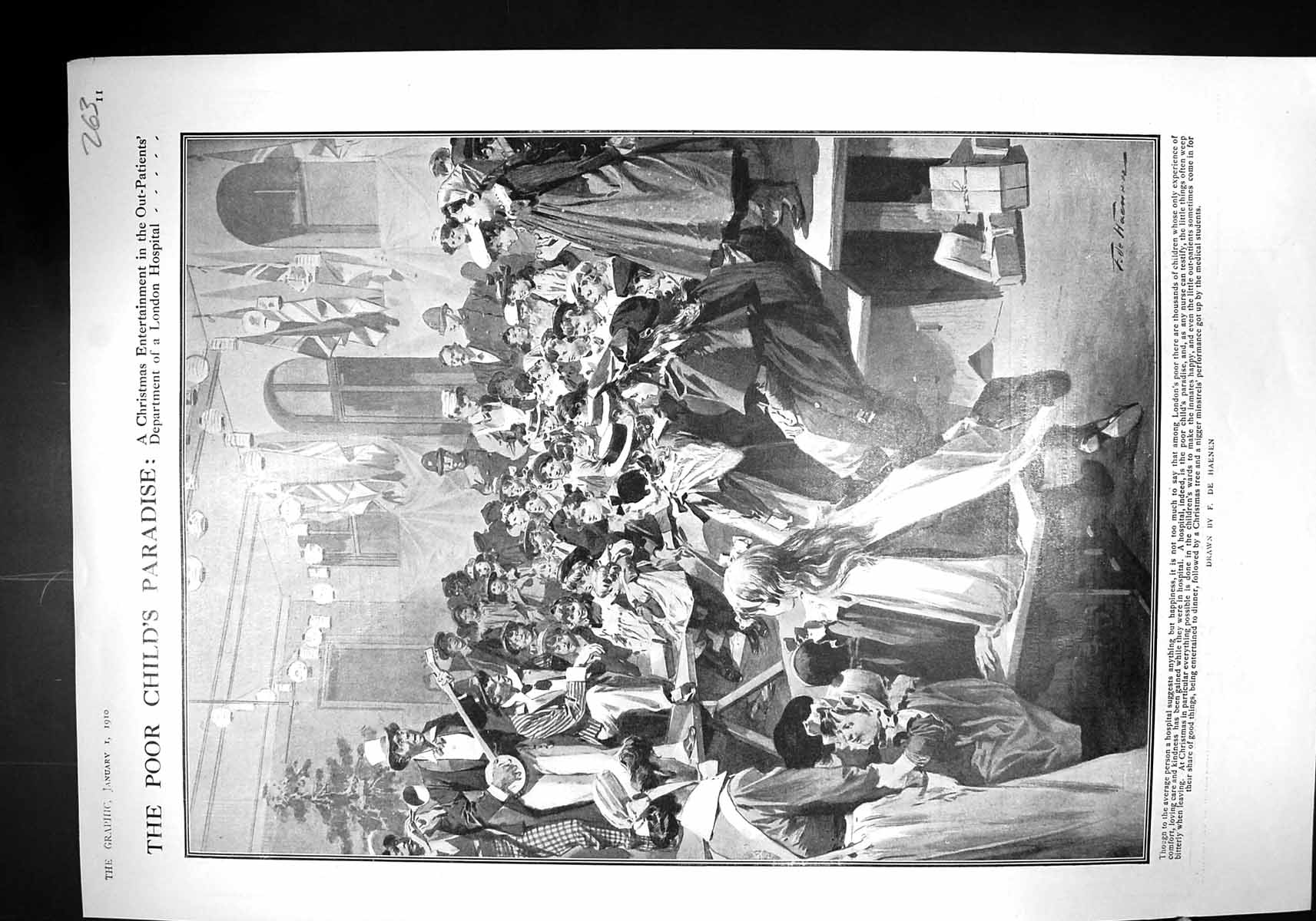 Old 1910 Christmas Out-Patients London Hospital Tower Notre-Dame Fran 20th