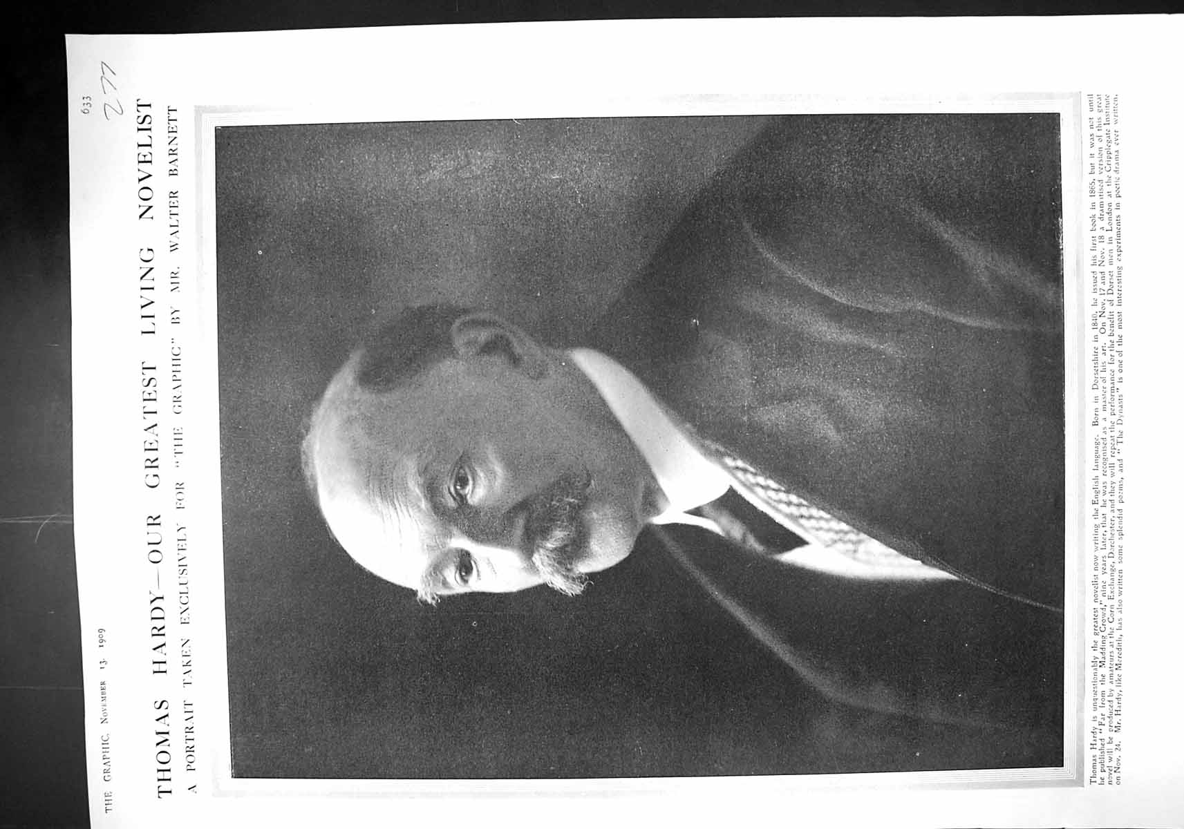 Old 1909 Thomas Hardy Novelist Fisher Hedin Roscoe Pollars Knill Mayo 20th