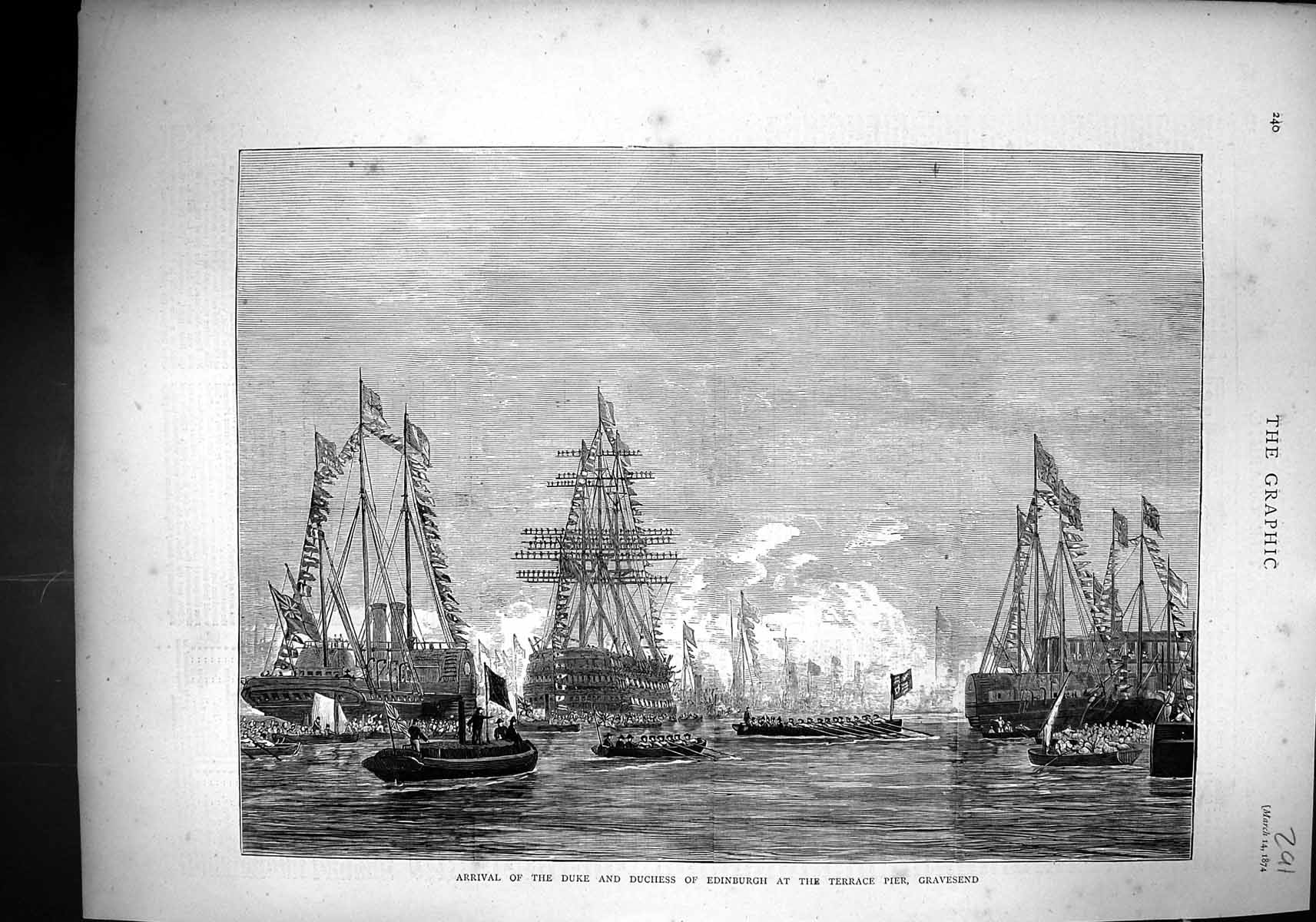 Old 1874 Duke Edinburgh Ships Victoria Albert Terrace Gravesend Hymen 19th