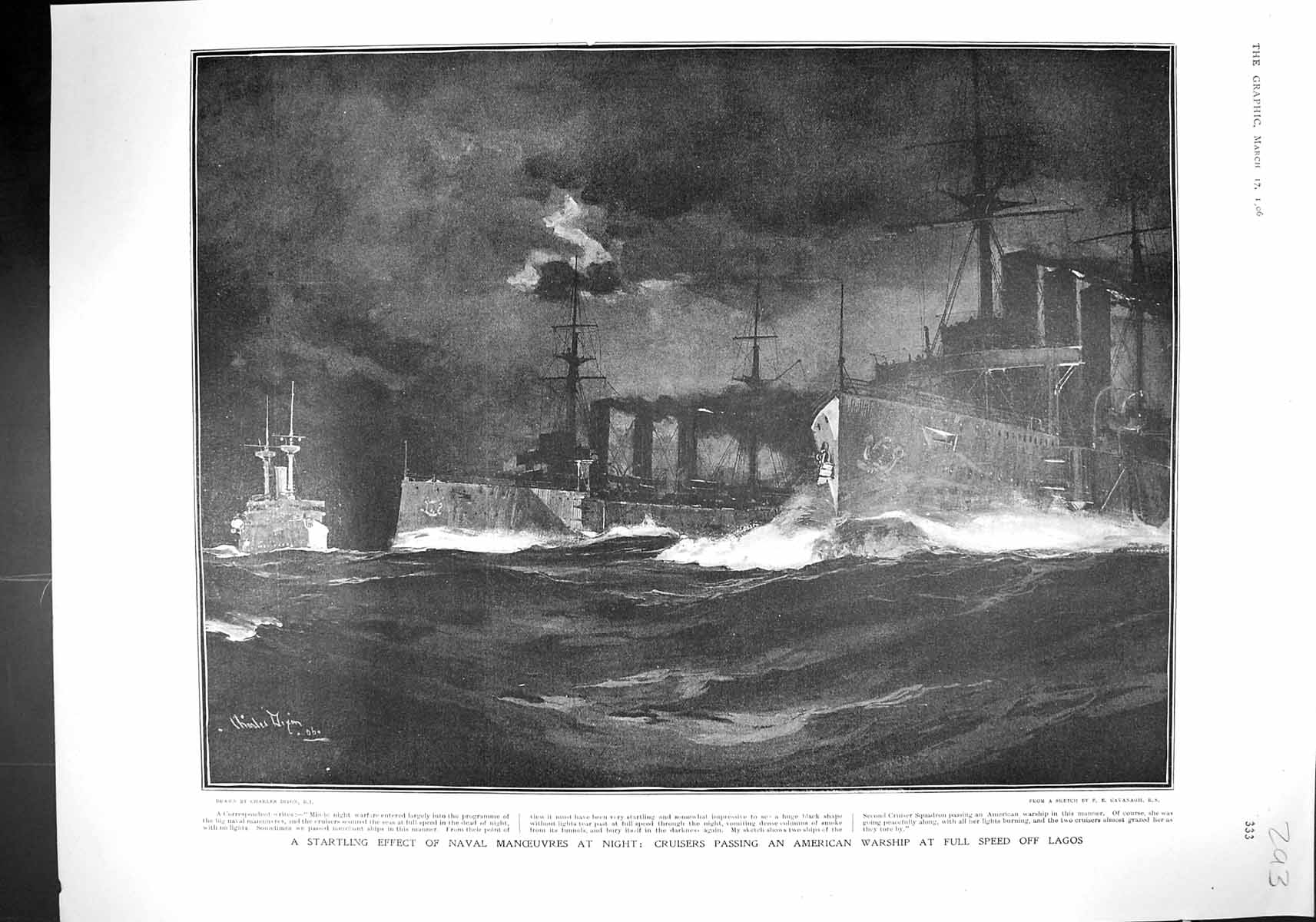 Old 1906 Navy Manoeuvres Cruisers American War Ship Lagos Niagara Fal 20th