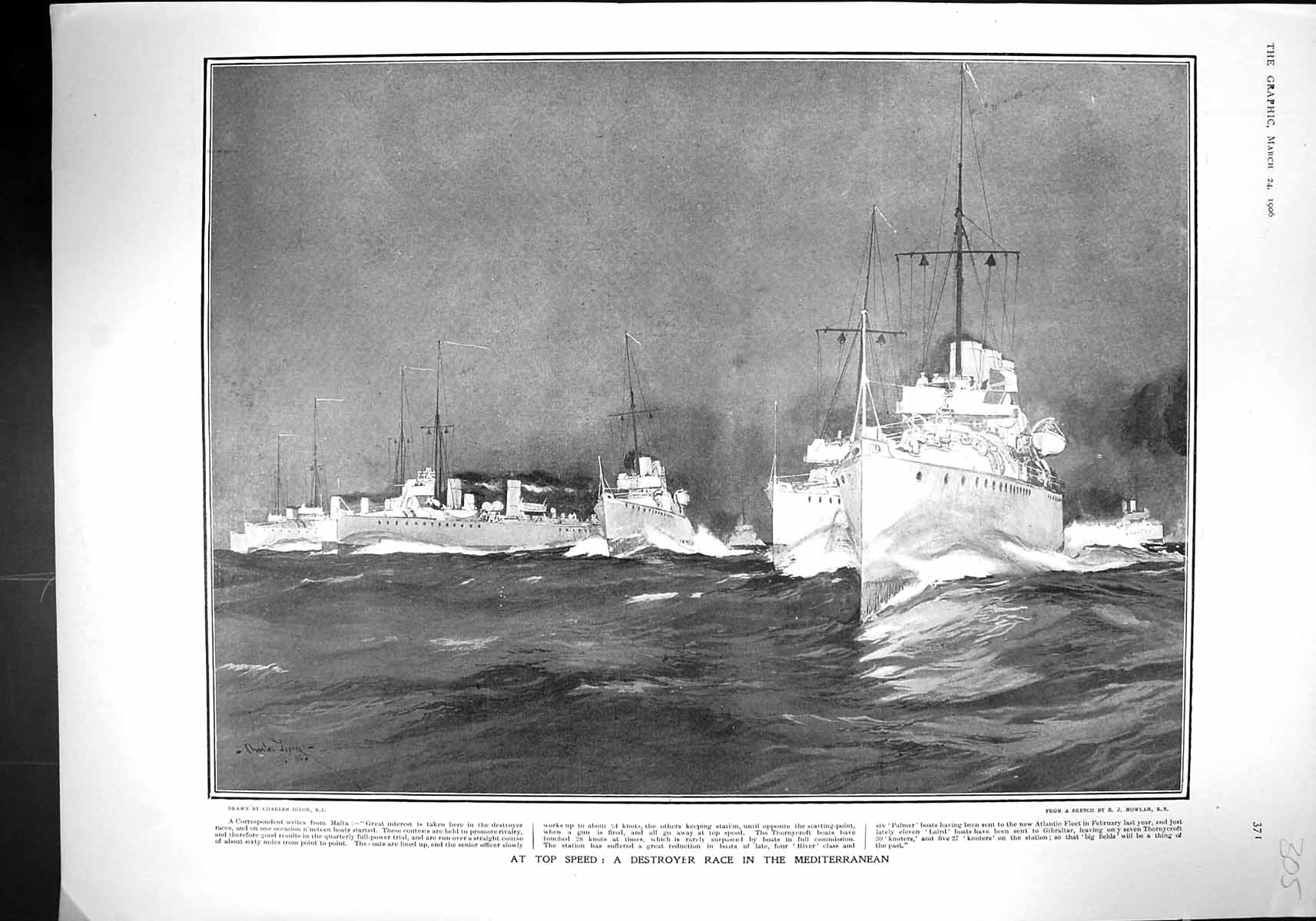 Old 1906 Ships Destroyer Race Mediterranean French Artillery Siege Gu 20th
