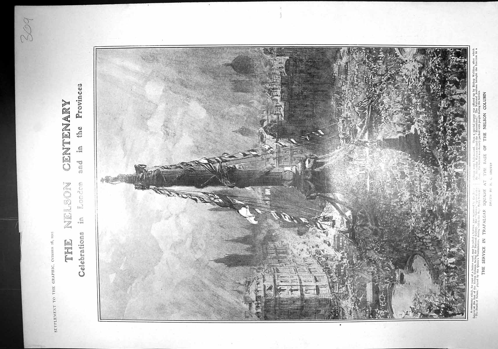 Old 1905 Nelson Centenary Trafalgar Square Ships Portsmouth Monmouth 20th