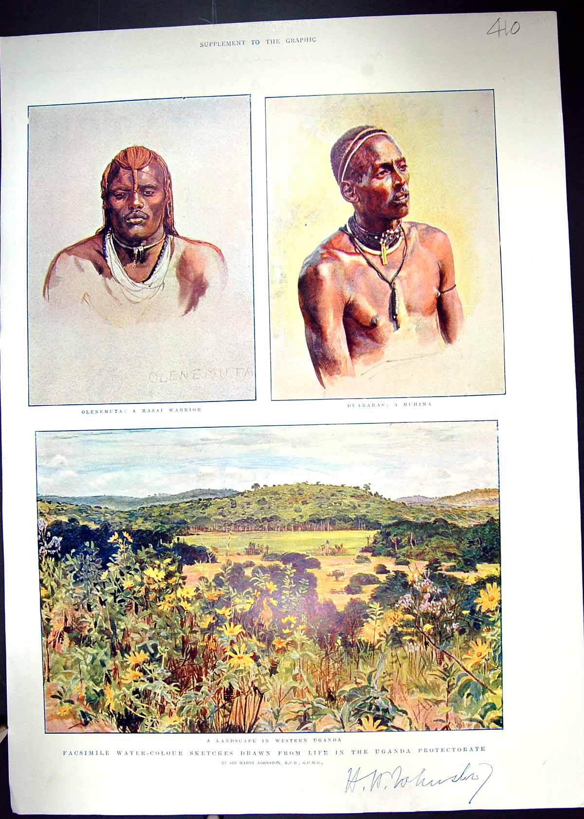Old C1900 Landscape Western Uganda Olenemuta Masai Warrior Duabaras M Victorian
