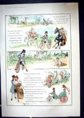 Old Antique Print 1902 Colour Romance Lady Man Horse Illustration Story 20th