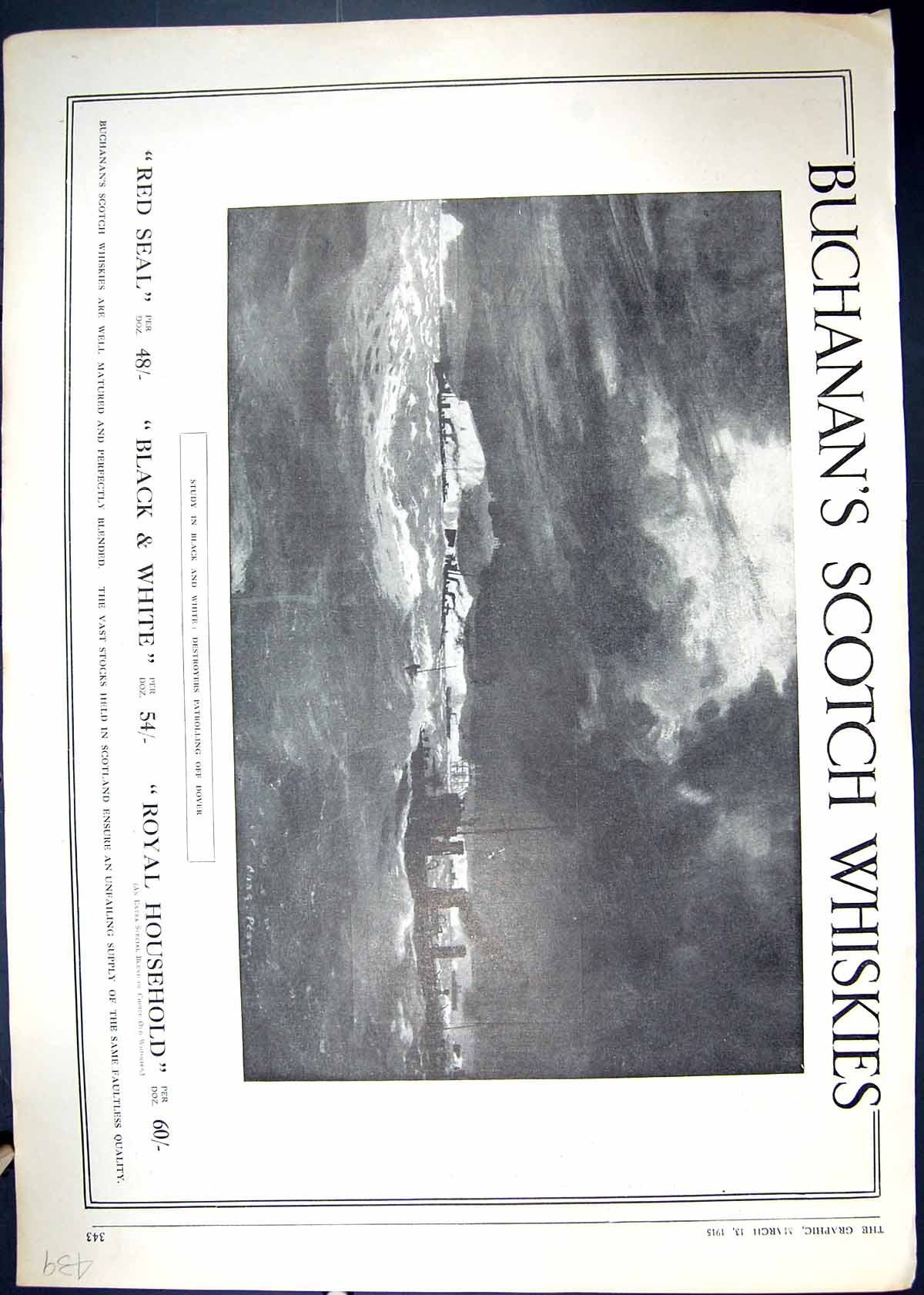 Old Print 1915 Buchanan'S Scotch Whisky Carron Range Robert Brown Crown 20th