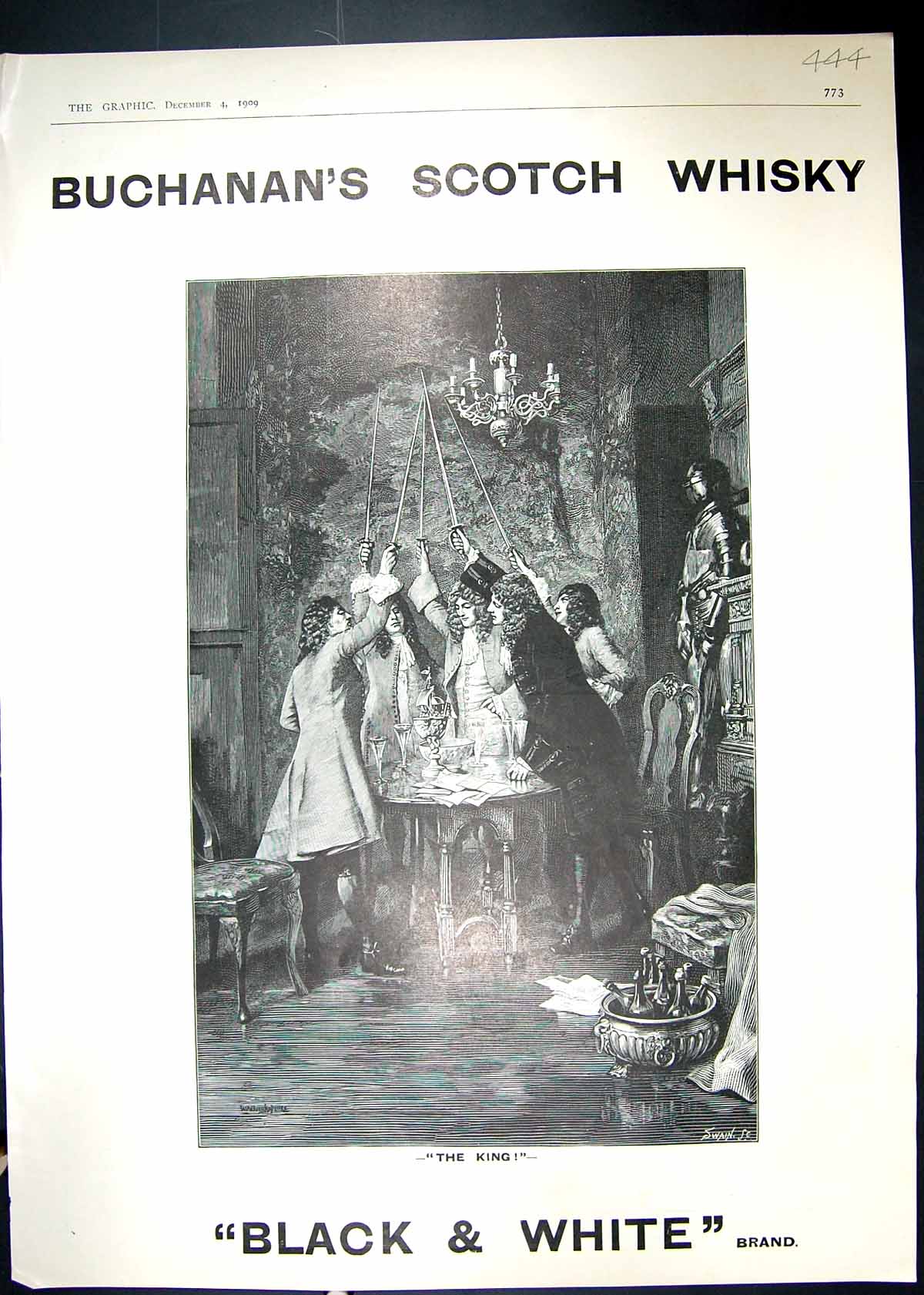 Old Print 1901 Buchanan'S Black White Scotch Whisky Fry'S Cocoa Vinello 20th