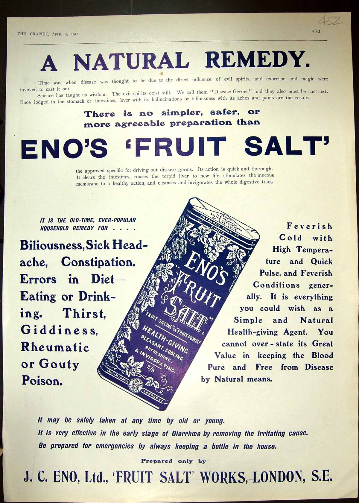 Antique Old Print 1910 Eno Fruit Salt Lemco Beef Concentrate Stanley-Edwards