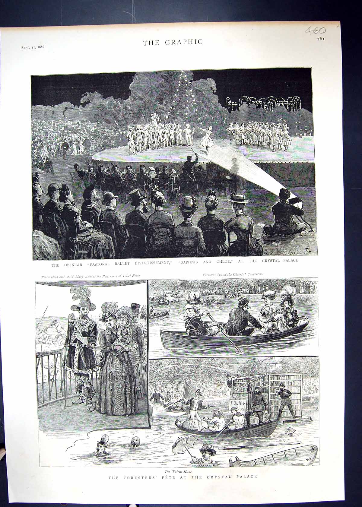 Old 1886 Open-Air Pastoral Ballet Daphnis Chloe Crystal Palace Forest Victorian