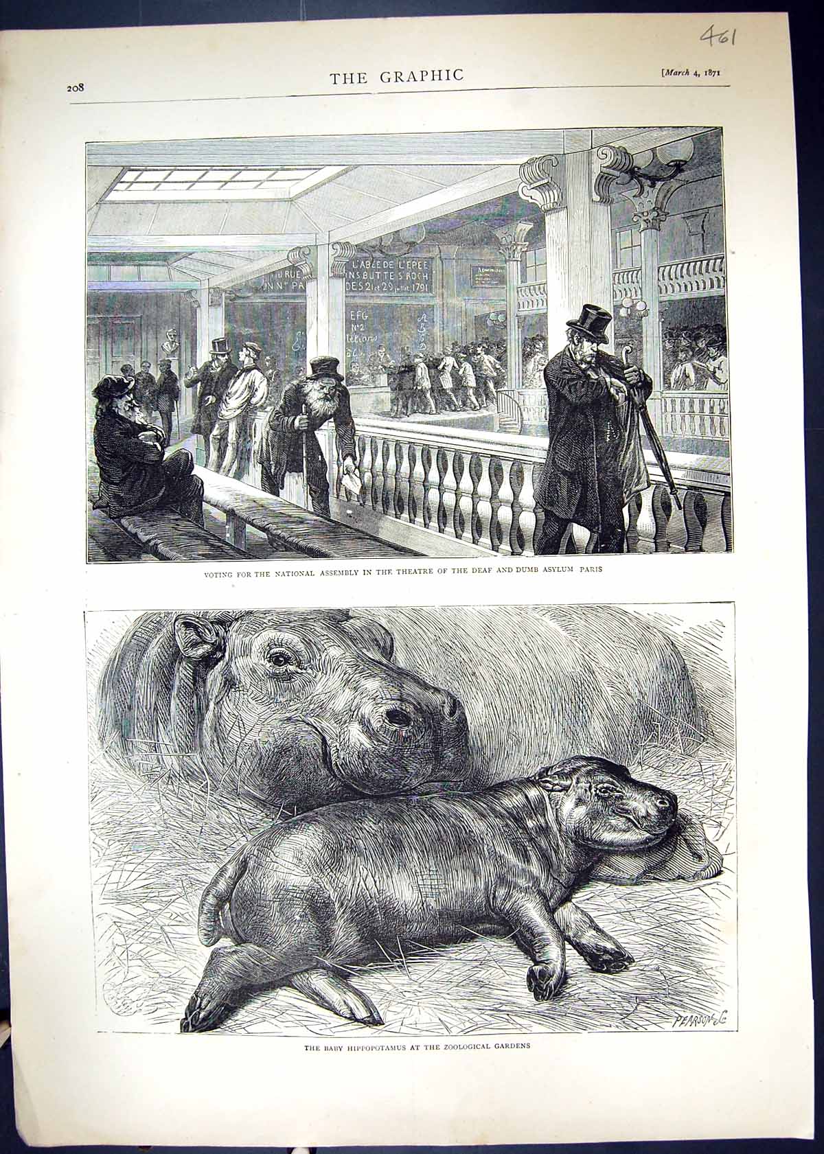 Old 1871 National Assembly Theatre Dead Dumb Asylum Paris Baby Hippop Victorian