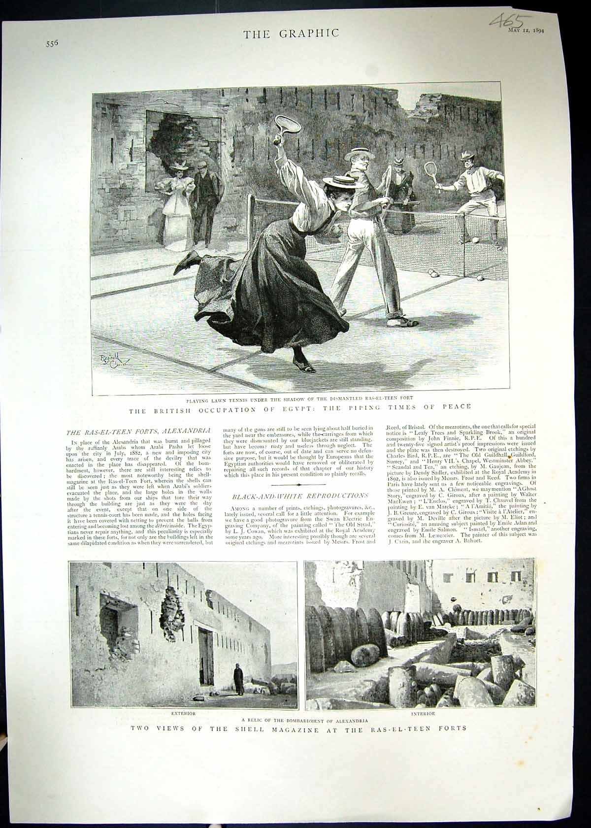 Old 1894 Shell Magazine Ras-El-Teen Forts Lawn Tennis Egypt War Alexa Victorian