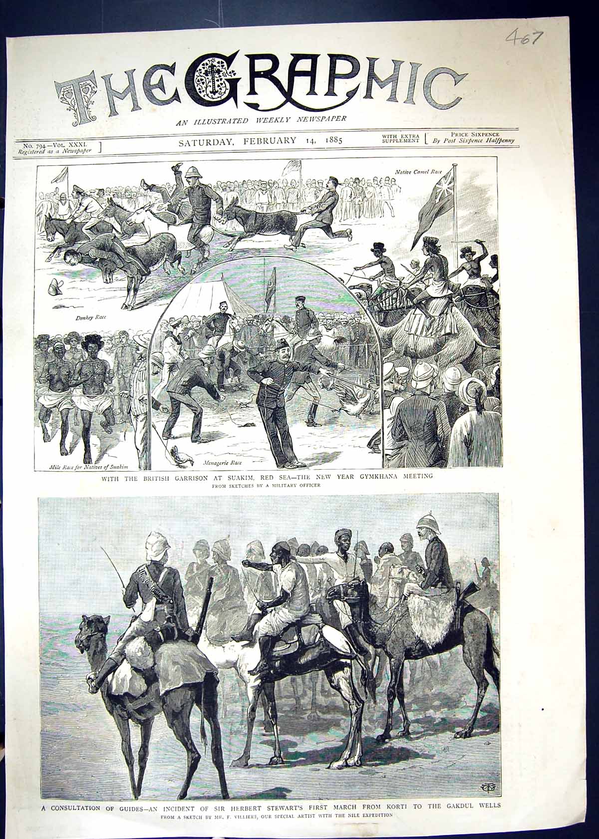 Old 1885 British Garrison Suakim Red Sea Gymkhana Herbert Stewart Kor Victorian