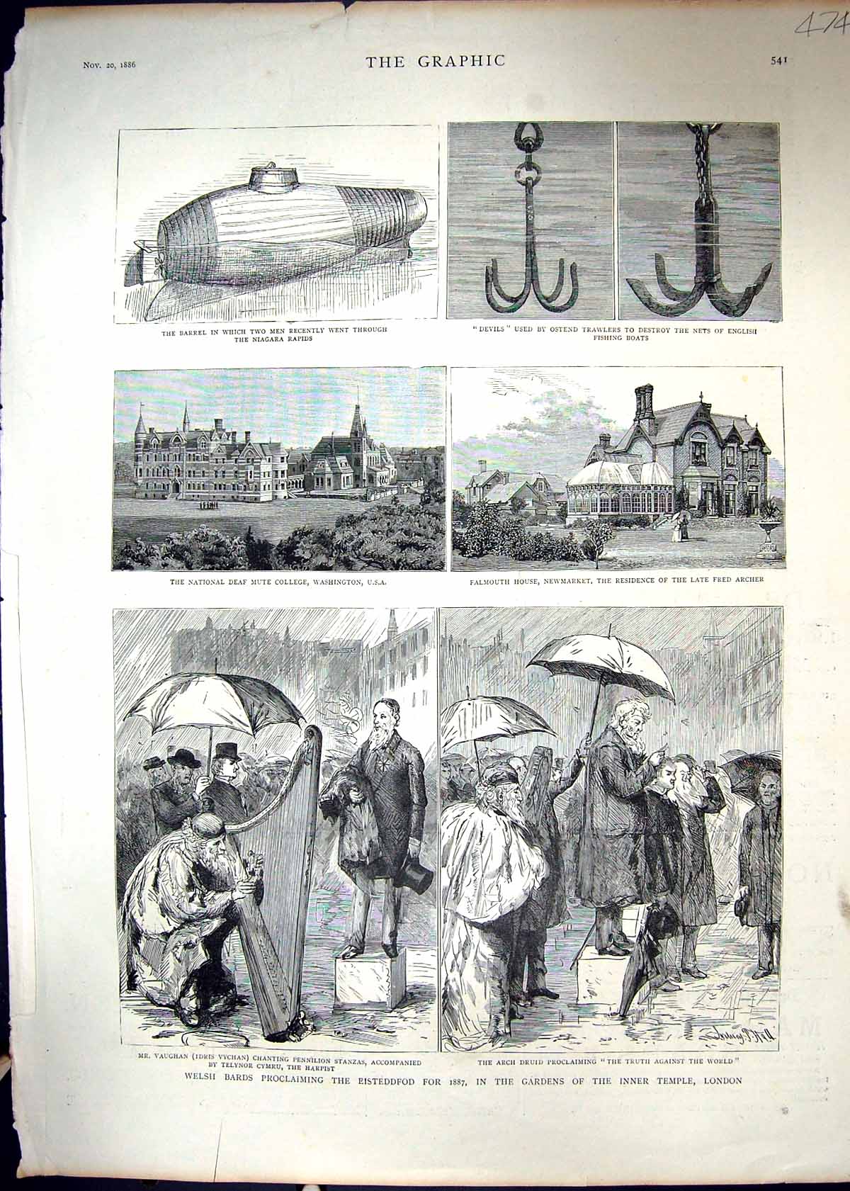 Old 1886 Welsh Bards Eisteddfod Deaf College Washington Falmouth Arch Victorian