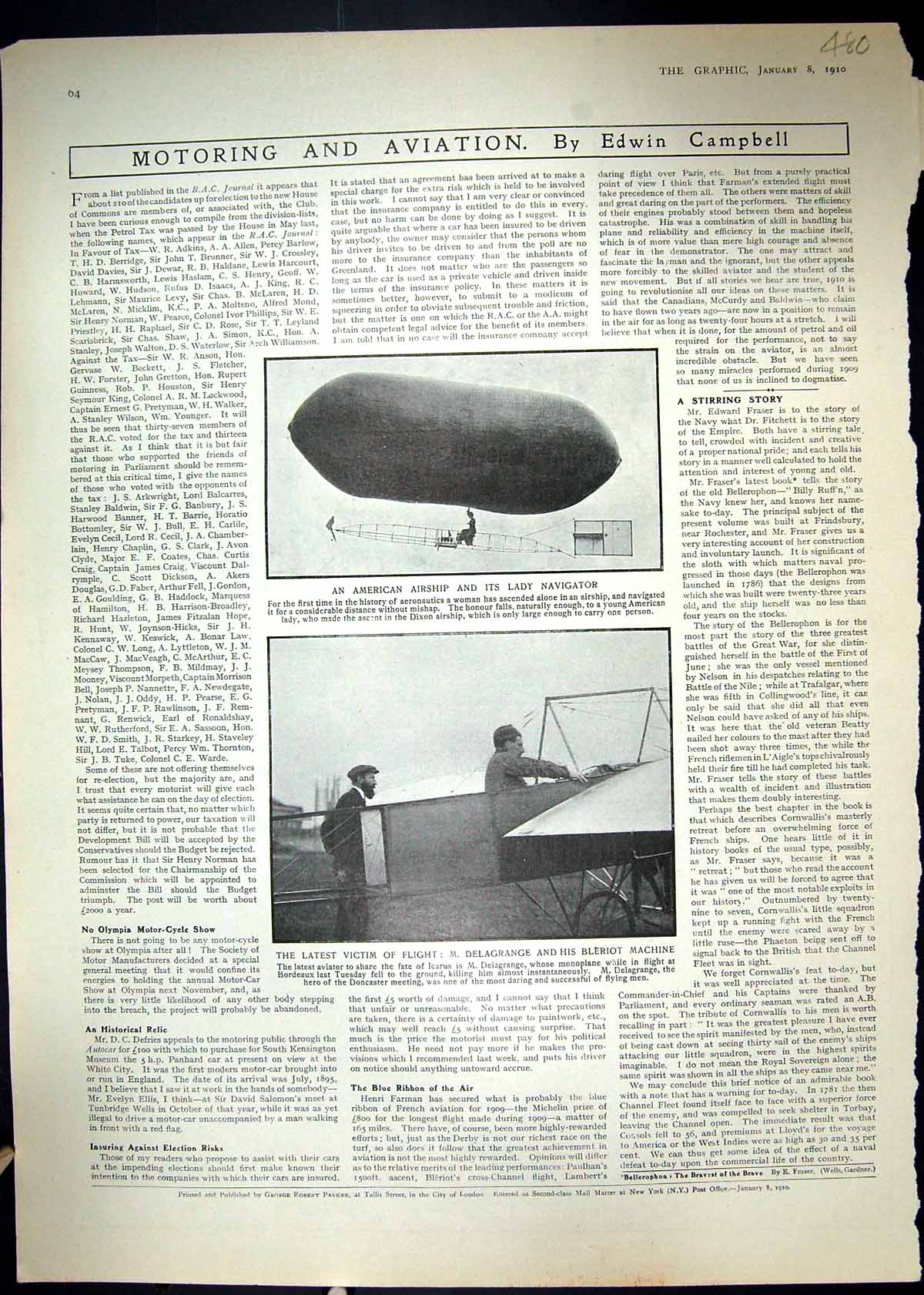 Old 1910 American Airship Lady Navigator Delagrange Bleriot Corsets G 20th