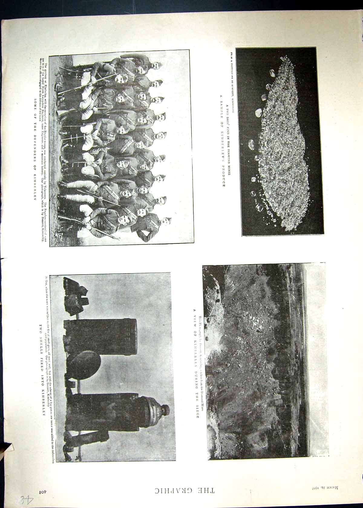 Antique Print 1900 Kimberley Diamond Mine Siers Shells Queen Victoria Bomb
