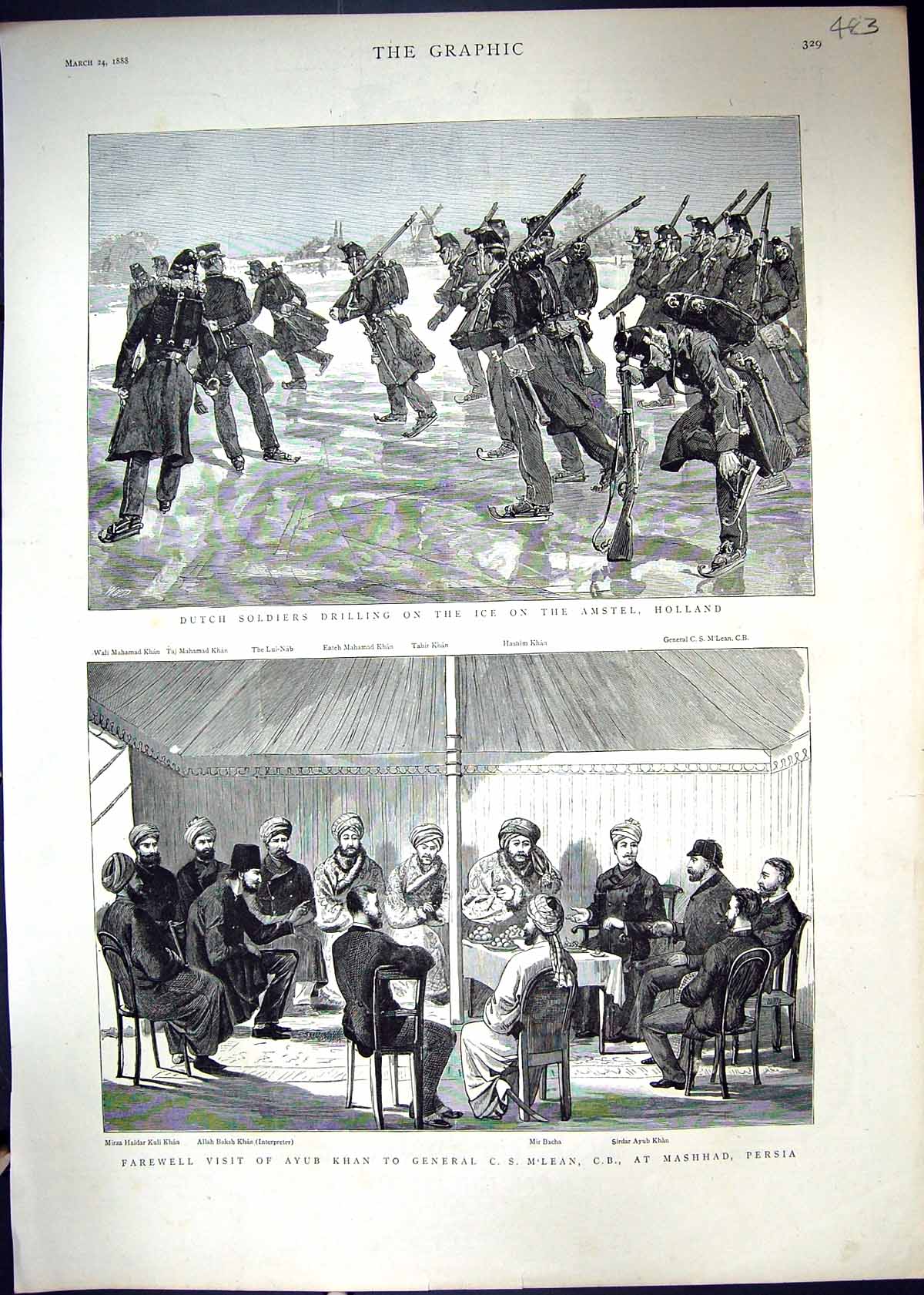 Old 1888 Dutch Siers Ice Skating Amstel Holland Ayub Khan M'Lean PVictorian