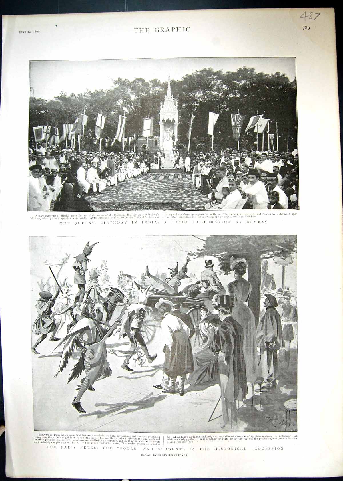 Old 1899 Paris Fete Fools Procession Hindu Bombay Queen China PolareVictorian
