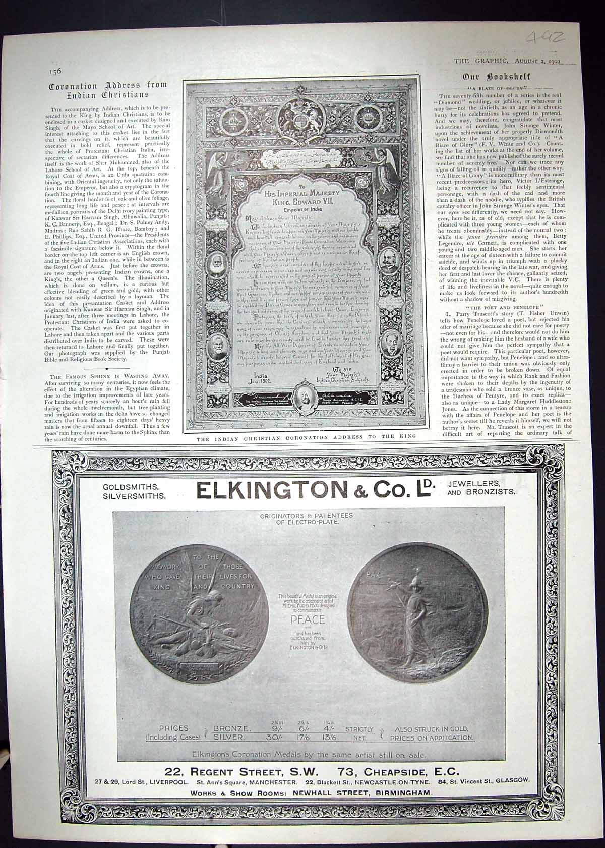 Old 1902 Indian Christian Coronation Address King Elkington Hotel Lla 20th
