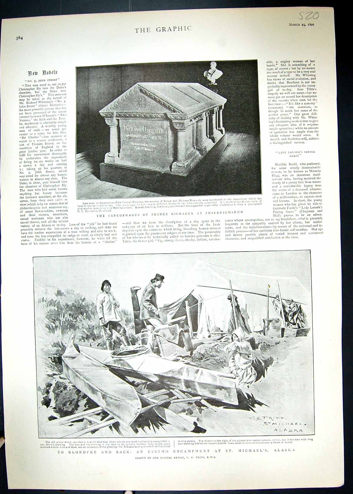 Old 1899 Sracophagus Prince Bismarck Eskimo Camp Michael'S Alaska Gur 19th