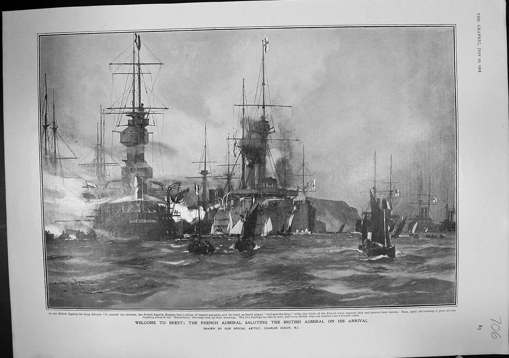 Old 1905 Brest French Admiral King Edward Massena Ships Gloire Cassin 20th