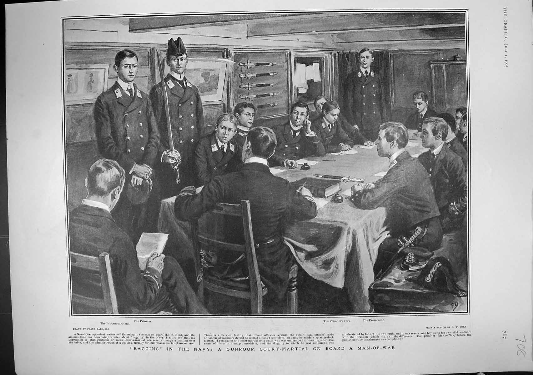 Old 1905 Ragging Navy Gunroom Court Martial War Ship Bulgarian Volunt 20th