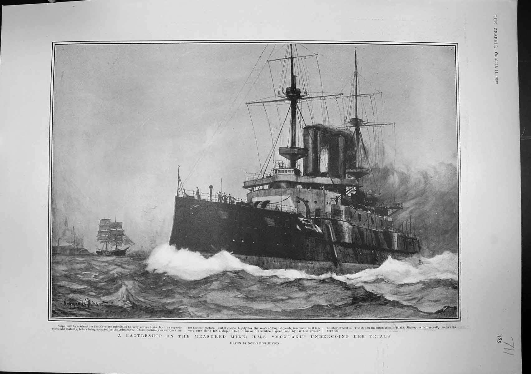 Old 1902 Battle Ship H.M.S. Mantagu Funeral Zola Coffin Rue De Bruxel 20th
