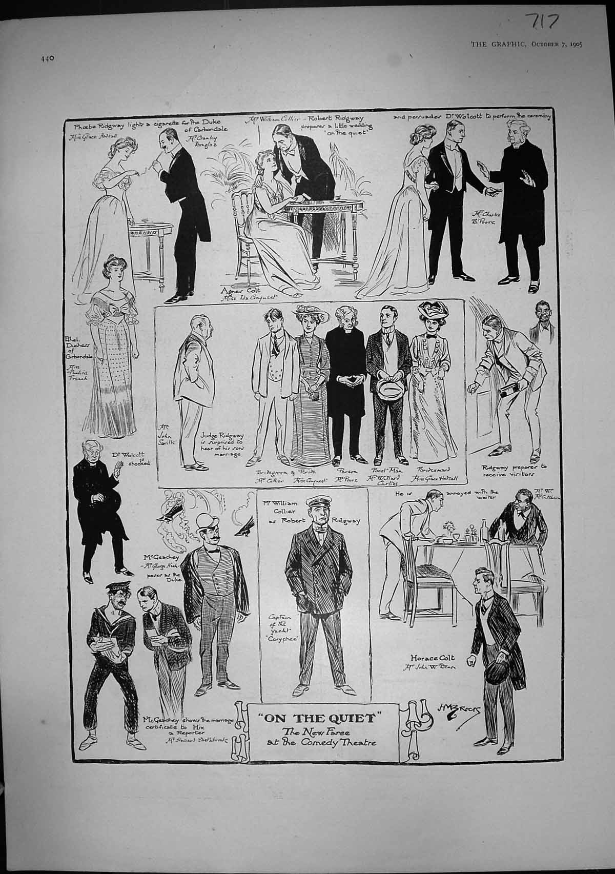 Old 1905 Scenes Quiet Faree Comedy Theatre Ship H.M.S. Renown Prince 20th