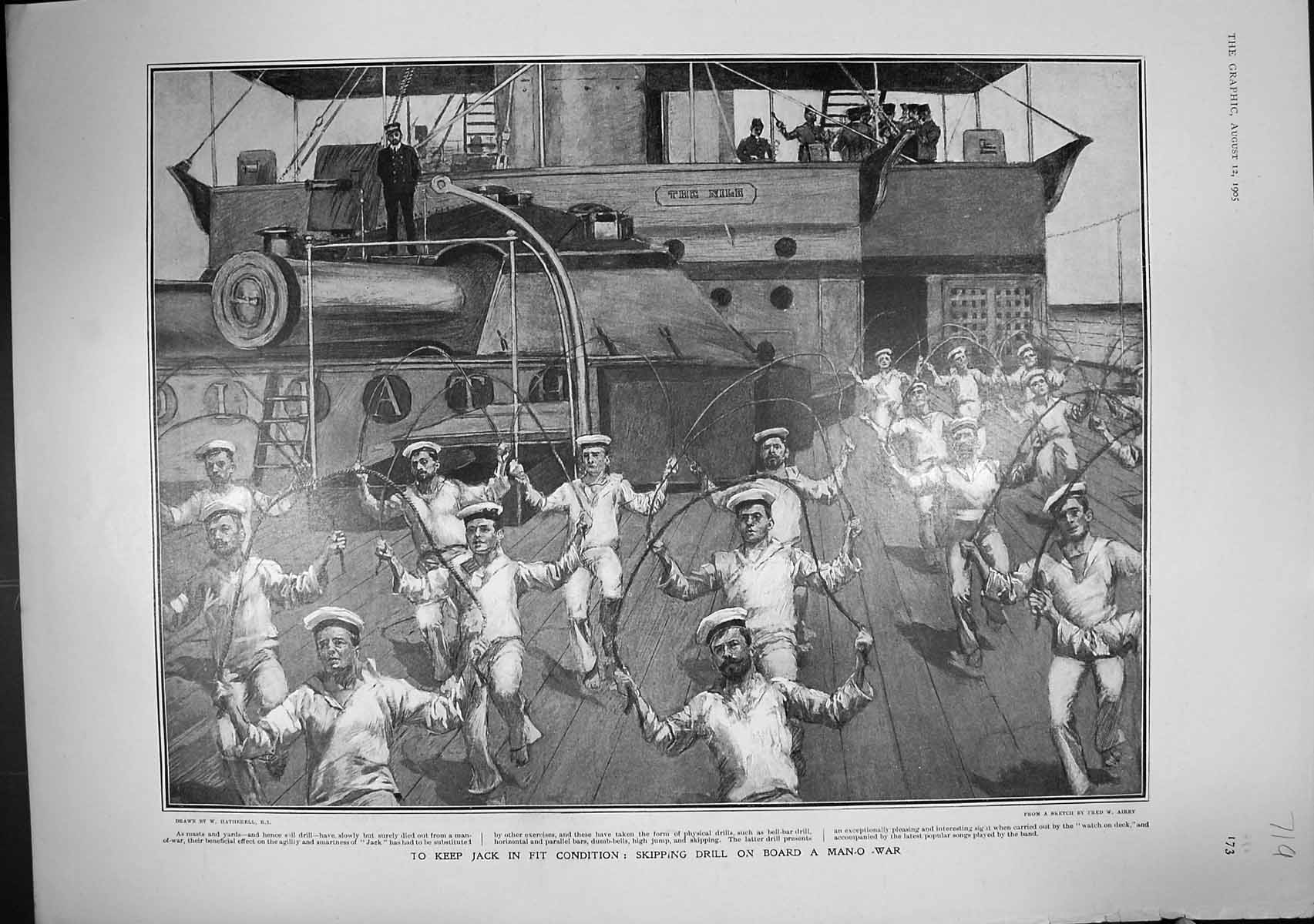 Old 1905 Skipping Drill Man-Of-War Ship Sailors Battersea Bridge Whis 20th