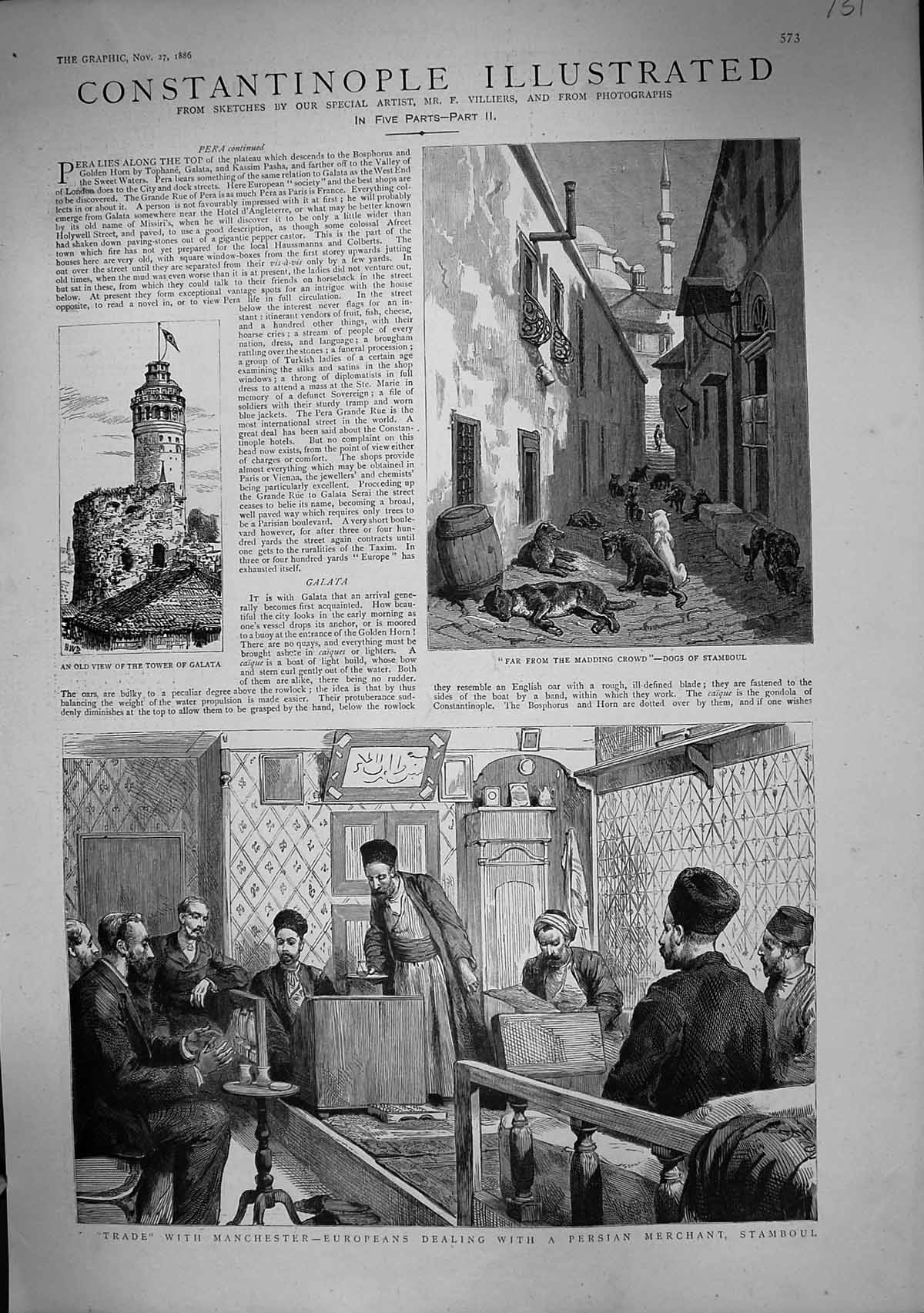 Old 1886 Constantinople Persian Merchant Stamboul Tower Galata Ottoma Victorian