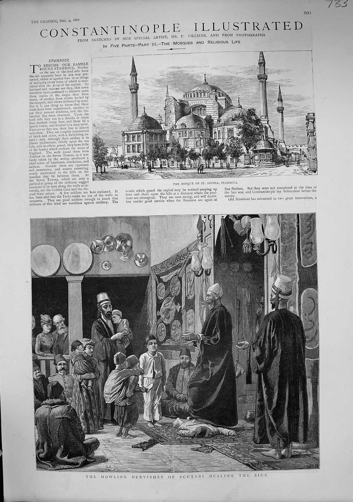 Old 1886 Constantinople Mosque Sophia Stamboul Howling Dervishes Scut Victorian