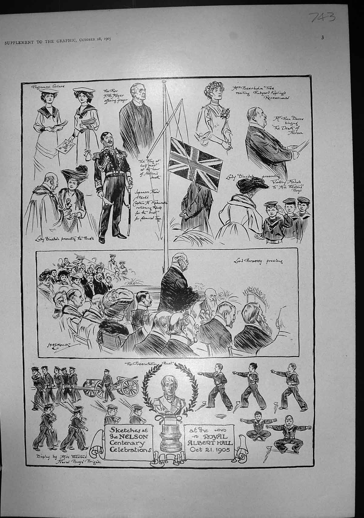 Old 1905 Nelson Centenary Celebrations Royal Albert Navy League Banqu 20th