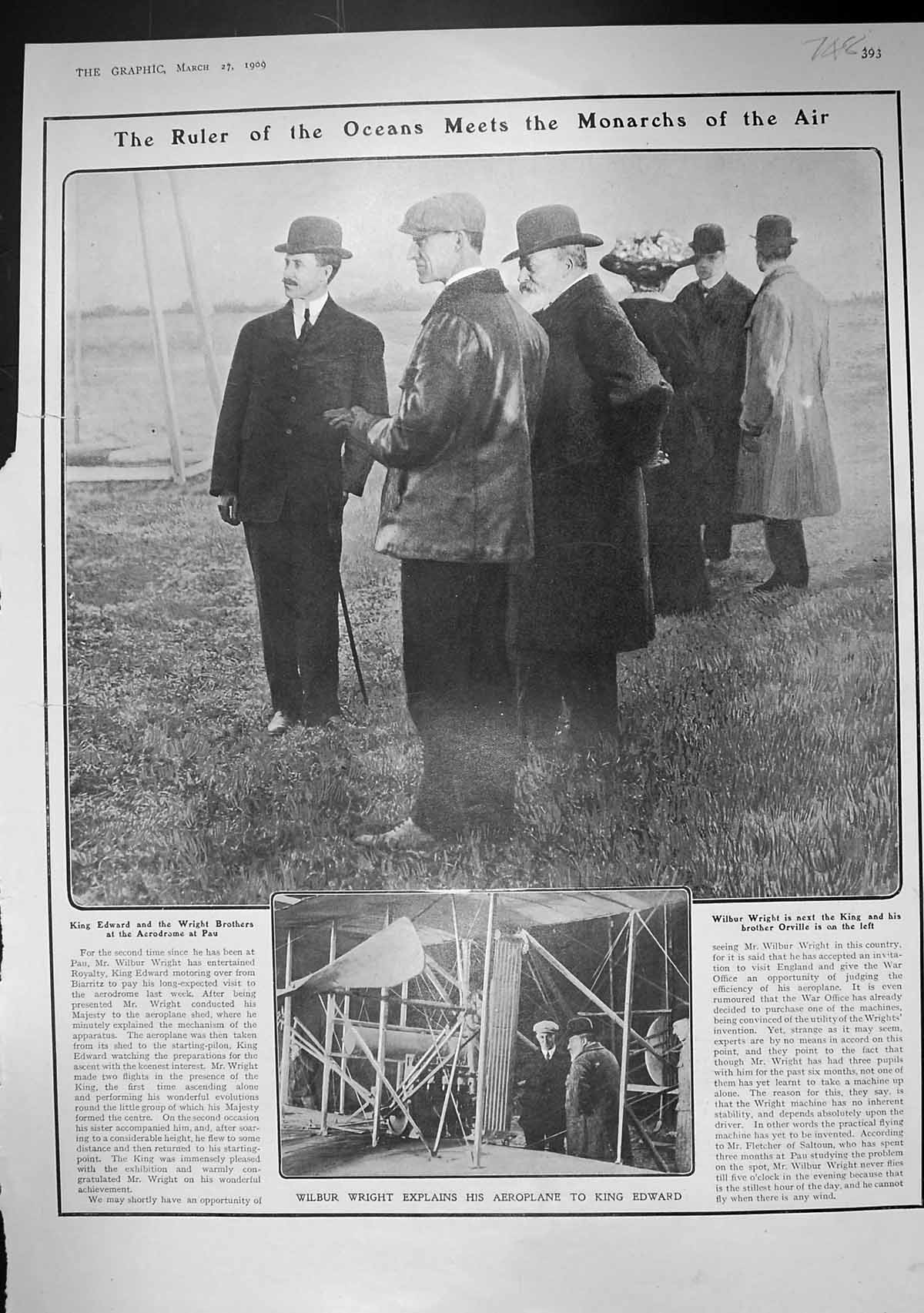 Old 1909 King Edward Wilbur Wright Orville Aeroplane Ship Danube Tehe 20th