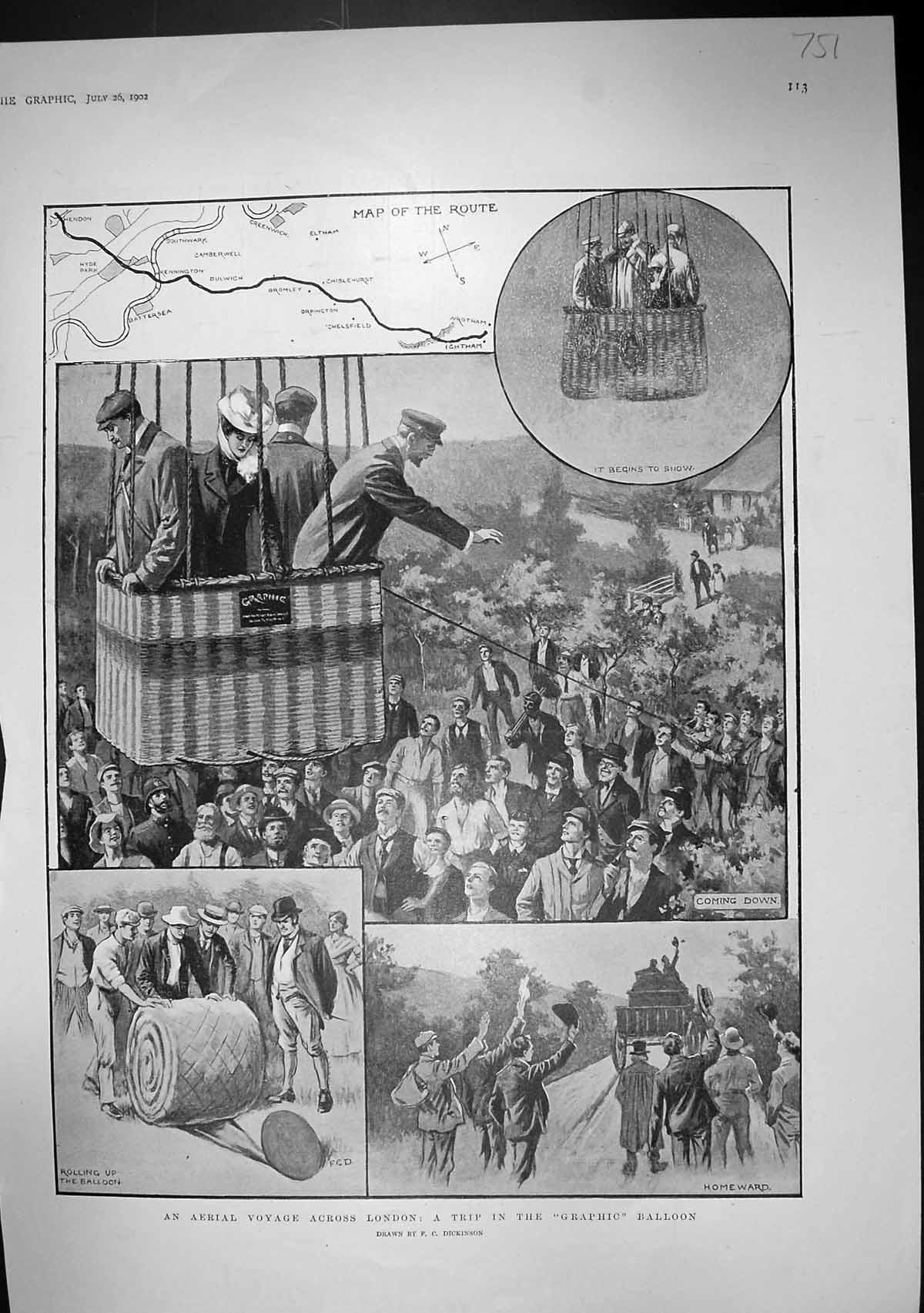 Old 1902 Graphic Baloon London Rifle Shooting Bisley Hardcastle Green 20th