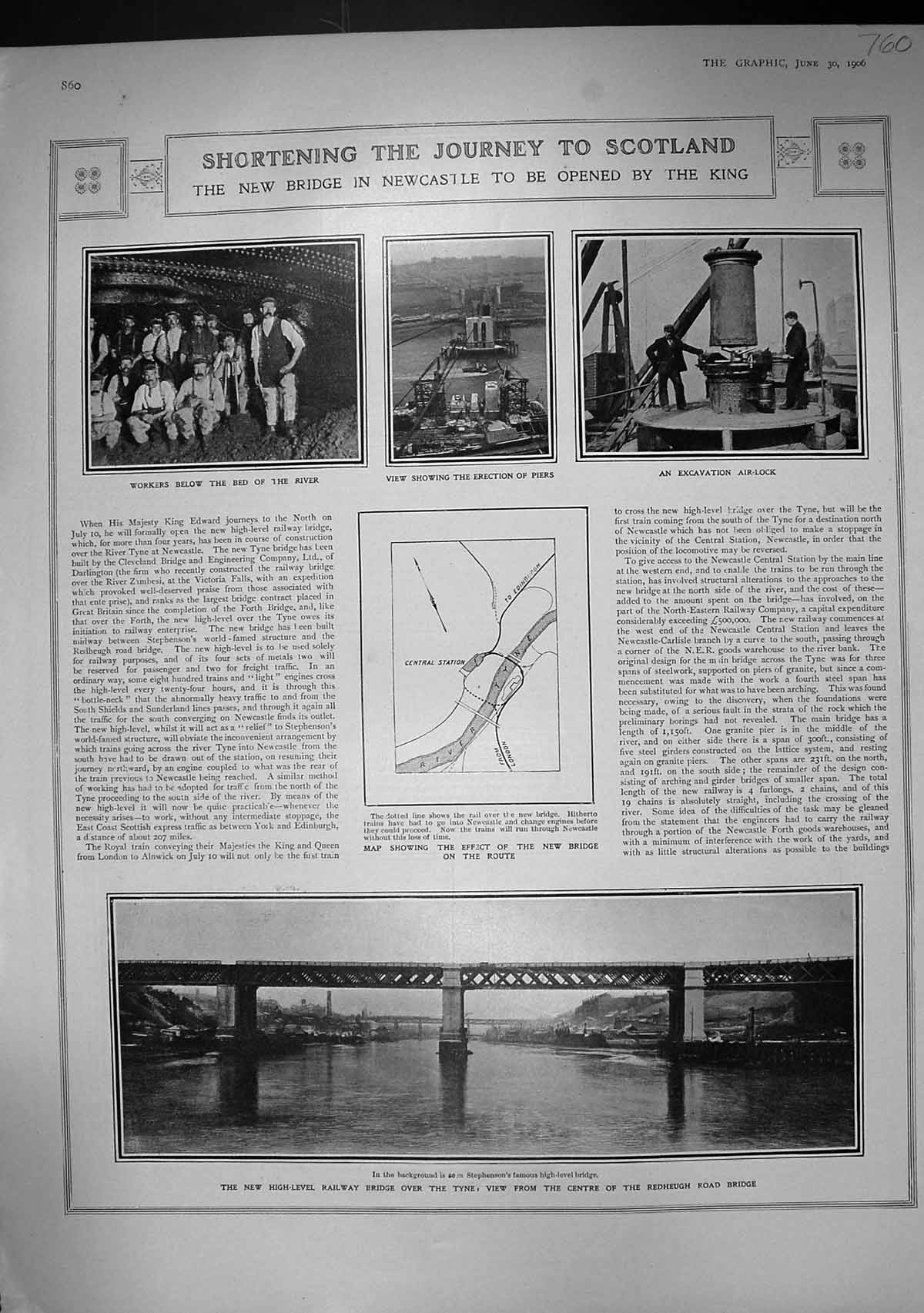 Old 1906 High-Level Railway Bridge Newcastle River Tyne Redheugh Well 20th