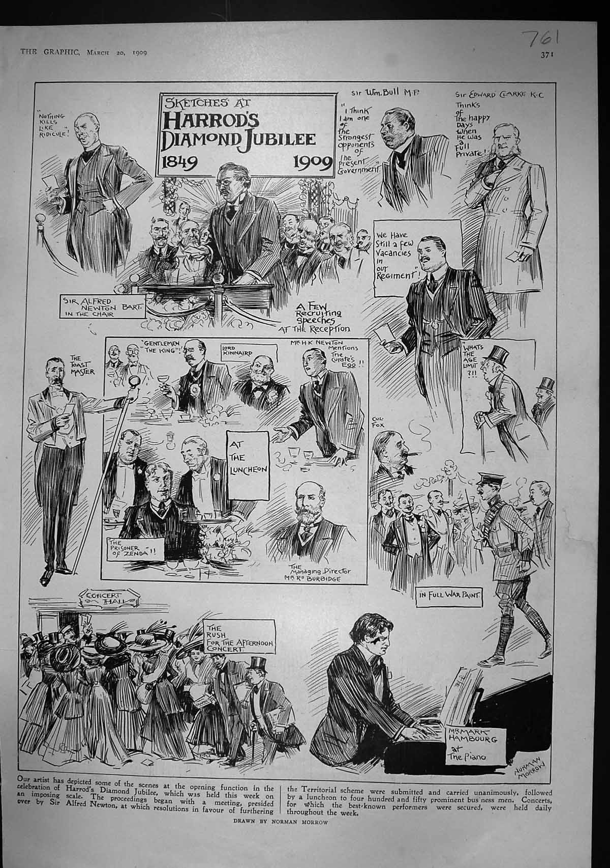 Old 1909 Harrod'S Diamond Jubilee Newton Bull Hambourg Rock Tombs Ama 20th