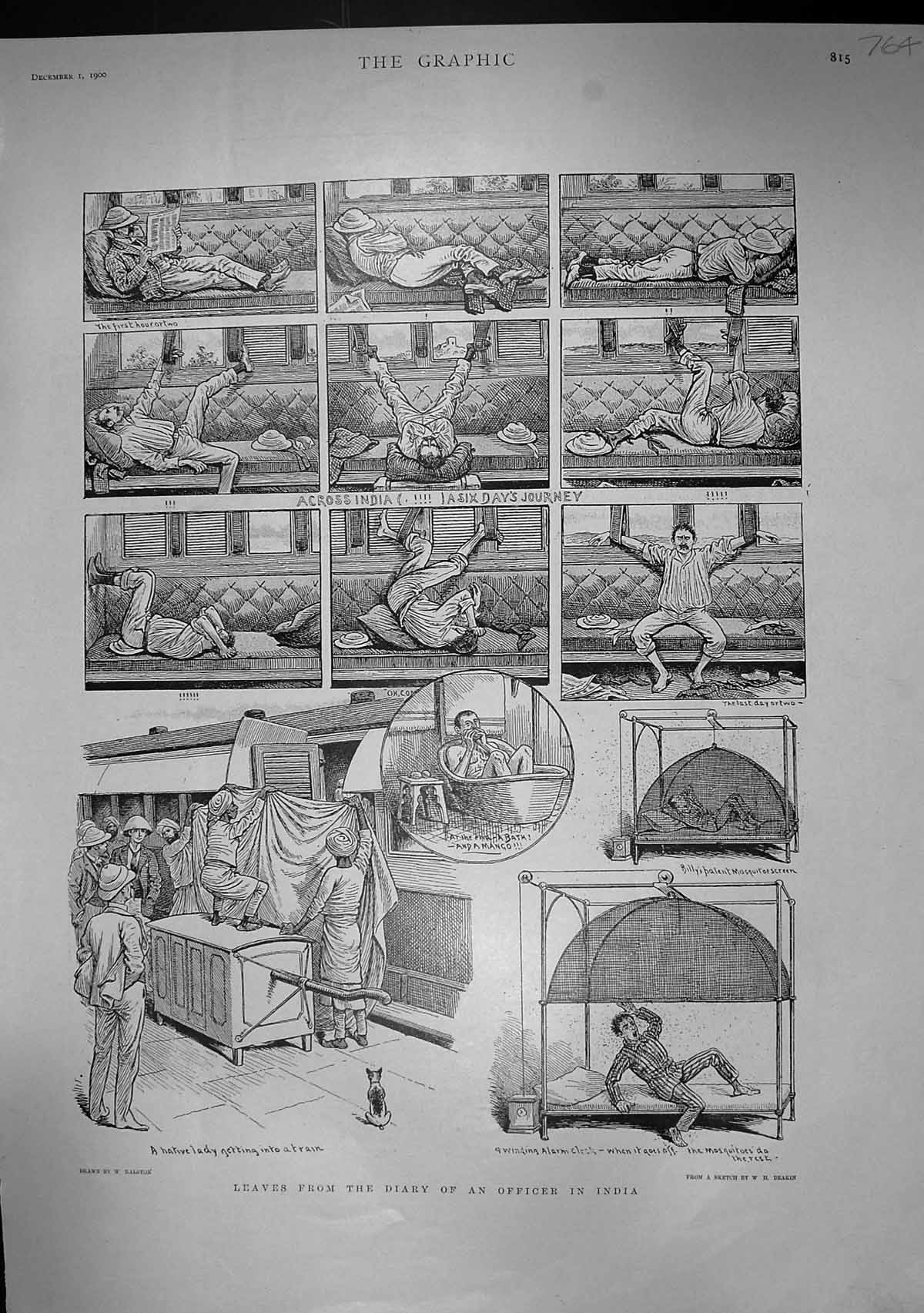 Old Print 1900 Story Officer India Train Mountains Barberton Russian Sie 20th