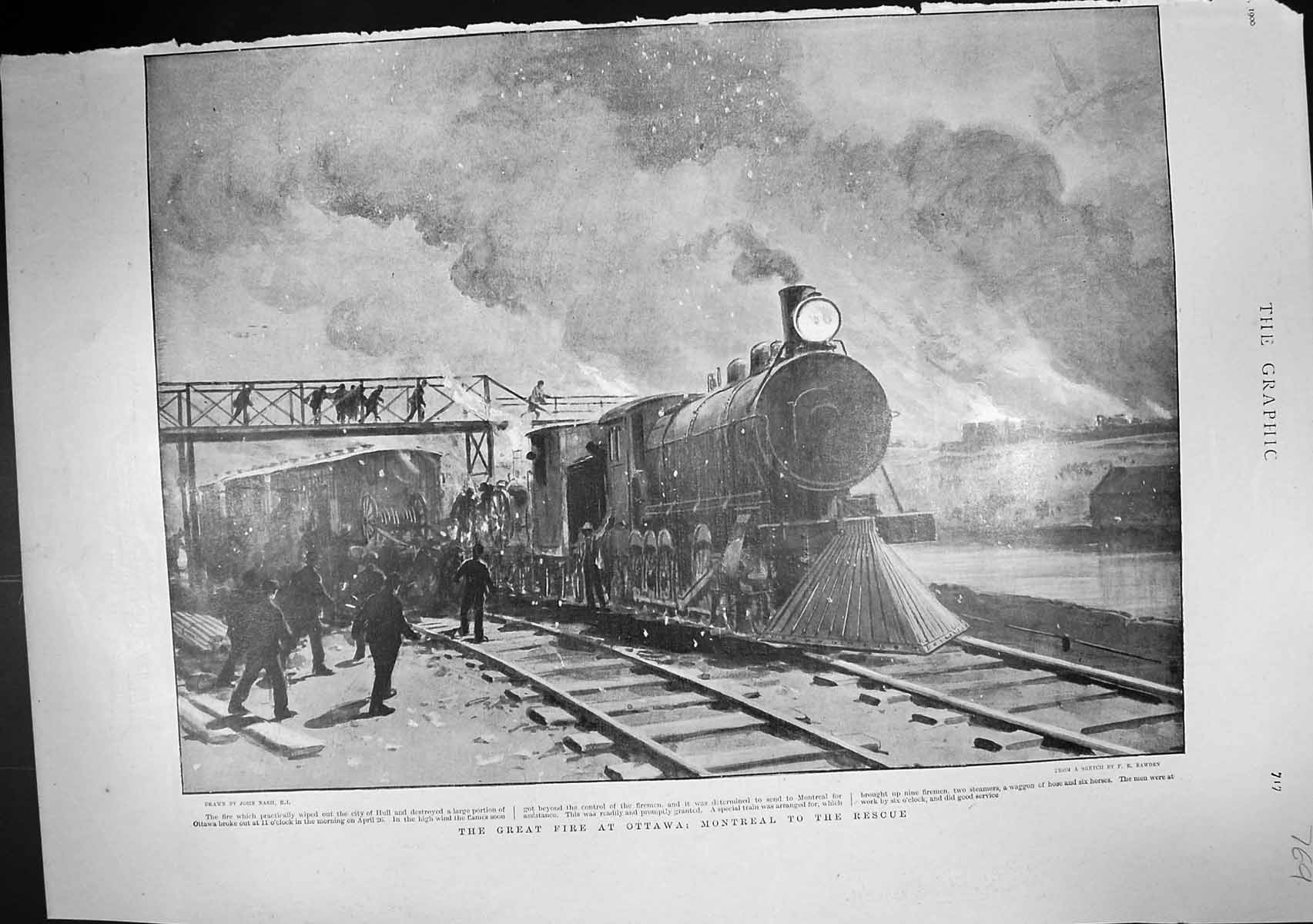 Antique Print 1900 Fire Ottawa Montreal Railway Train Canada Golf HarHilton