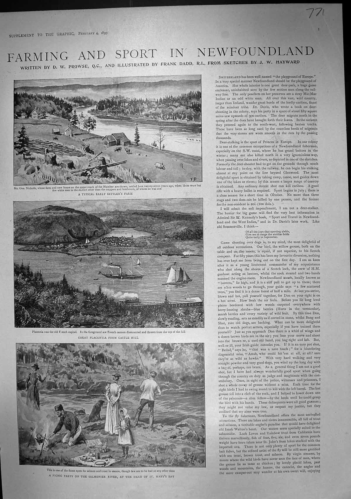 Old 1899 Newfoundland Salmonier River Mary'S Bay Fishing Halcyon Farm Victorian