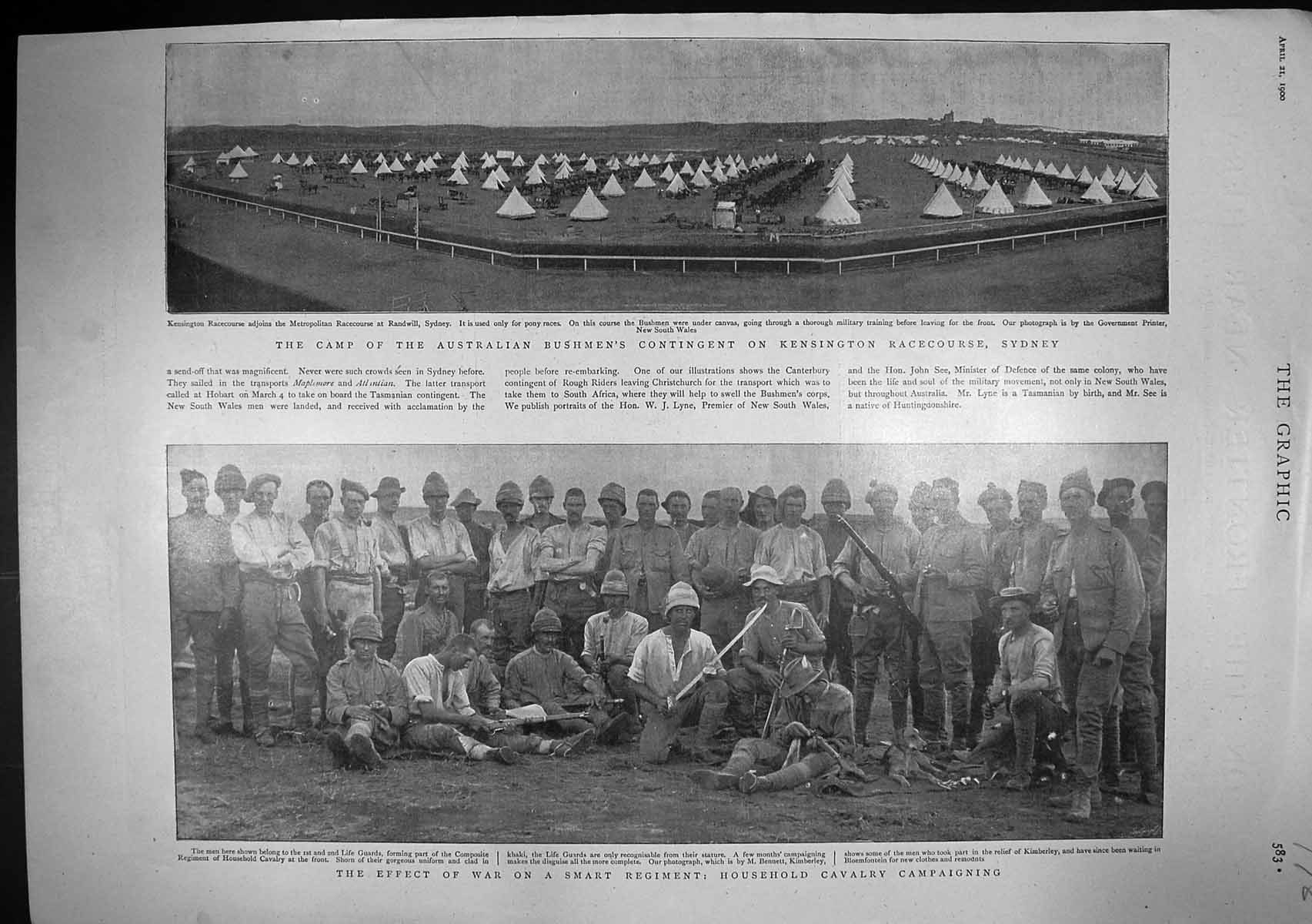 Old 1900 Camp Australian Bushmen Kensington Sydney War Life Guards He Victorian
