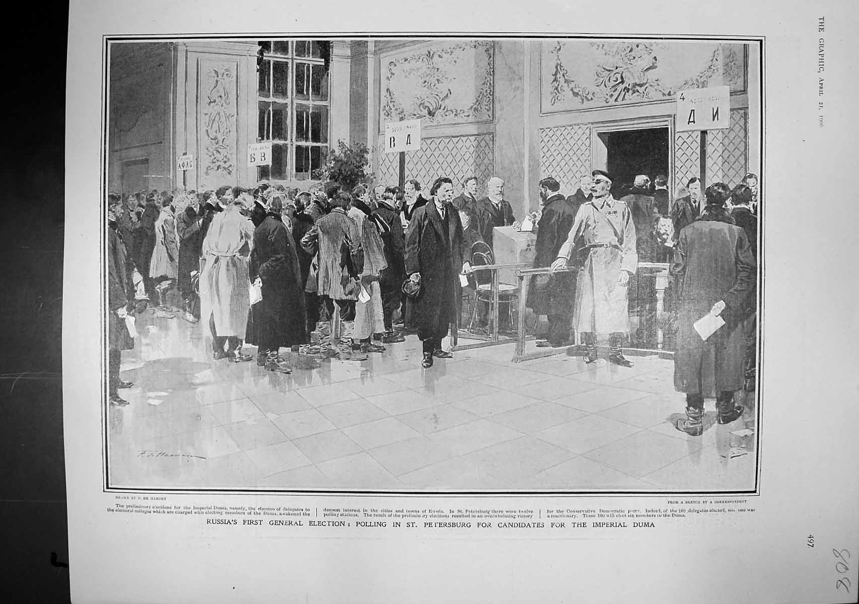 Old 1906 Russia General Election Petersburg Duma Monte Oliveto Market 20th