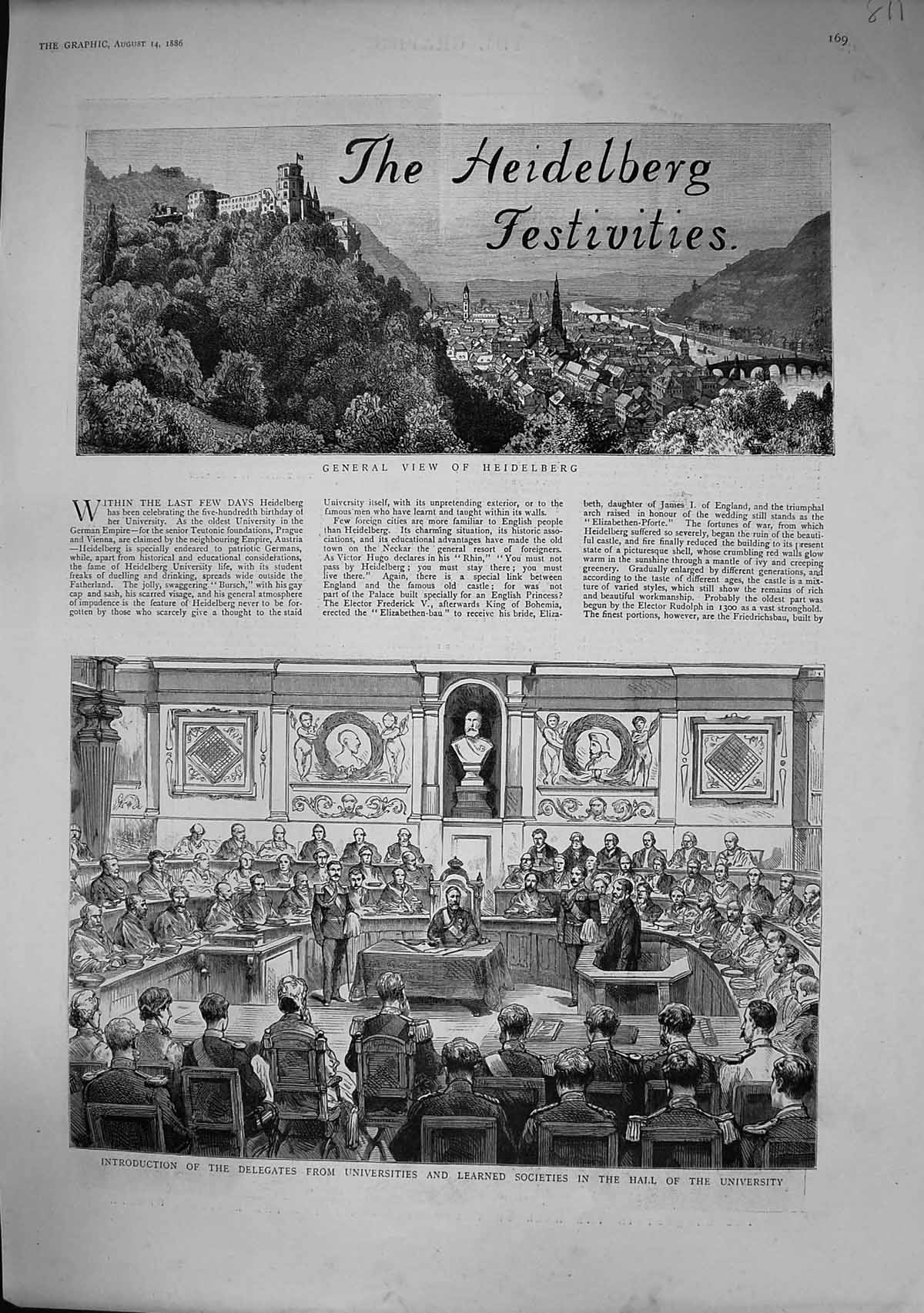 Old 1886 Heidelberg Delegates Learned Societies Hall University Jubil Victorian