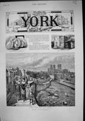 Old 1881 York City Walls Roman Multangular Tower Coins Bust Emperor S Victorian
