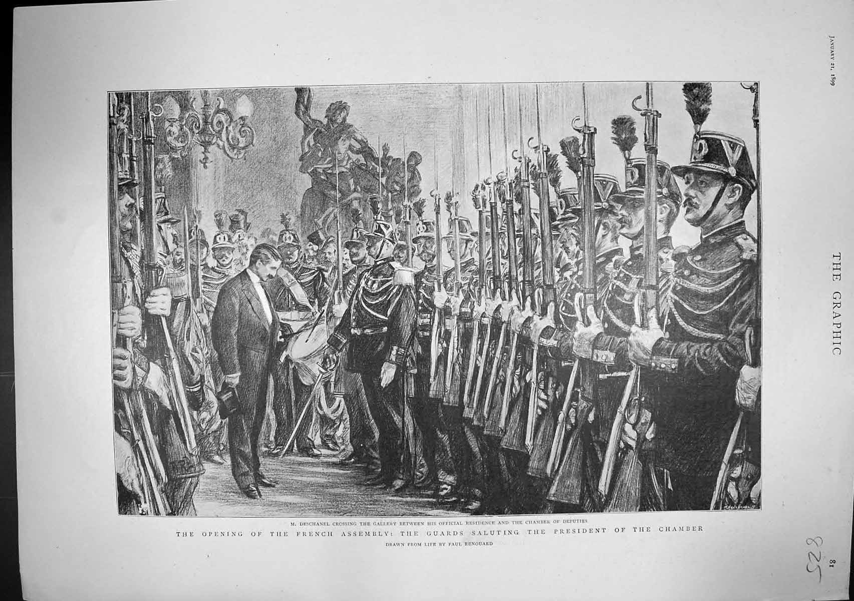 Old 1899 French Assembly Guards Deschanel Chamber Oyster Fishing Feas Victorian