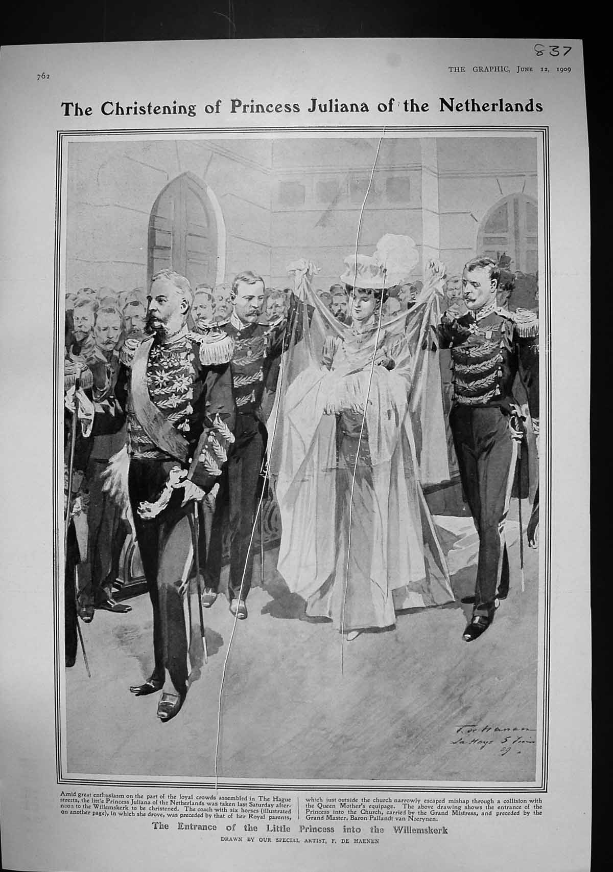 Old 1909 Christening Princess Juliana Netherlands Willemskerk Plan Fo 20th