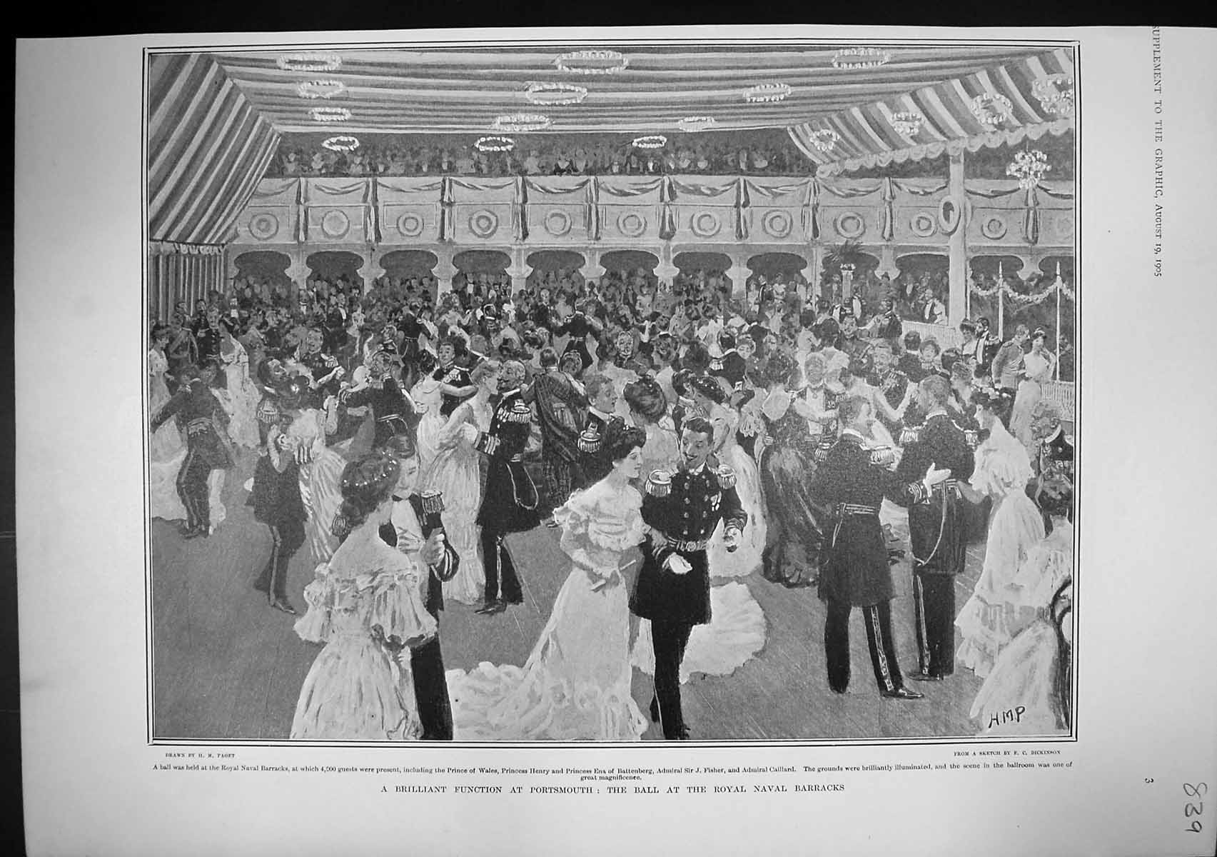 Old 1905 Portsmouth Ball Royal Naval Barracks Prince Wales Ships Cowe 20th