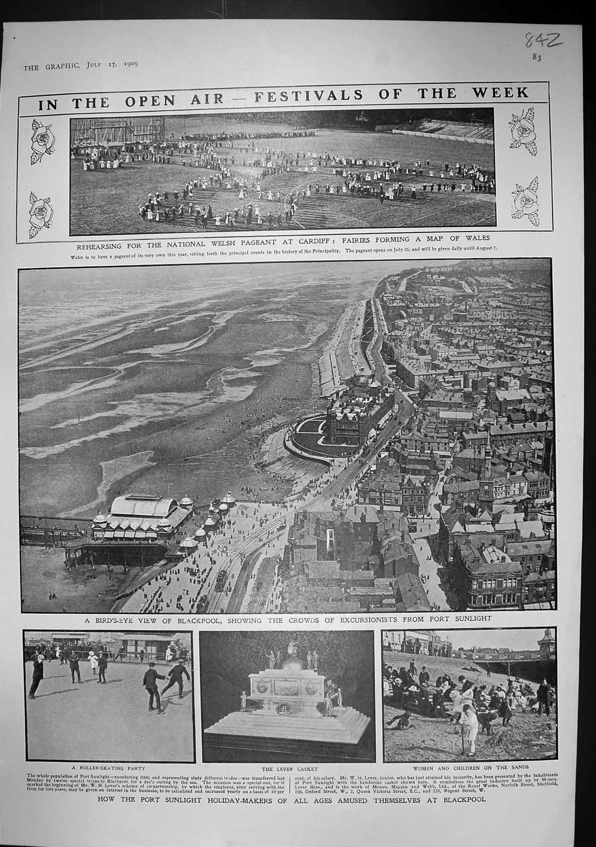 Old 1909 Port Sunlight Holiday-Makers Blackpool Welsh Pageant Cardiff 20th