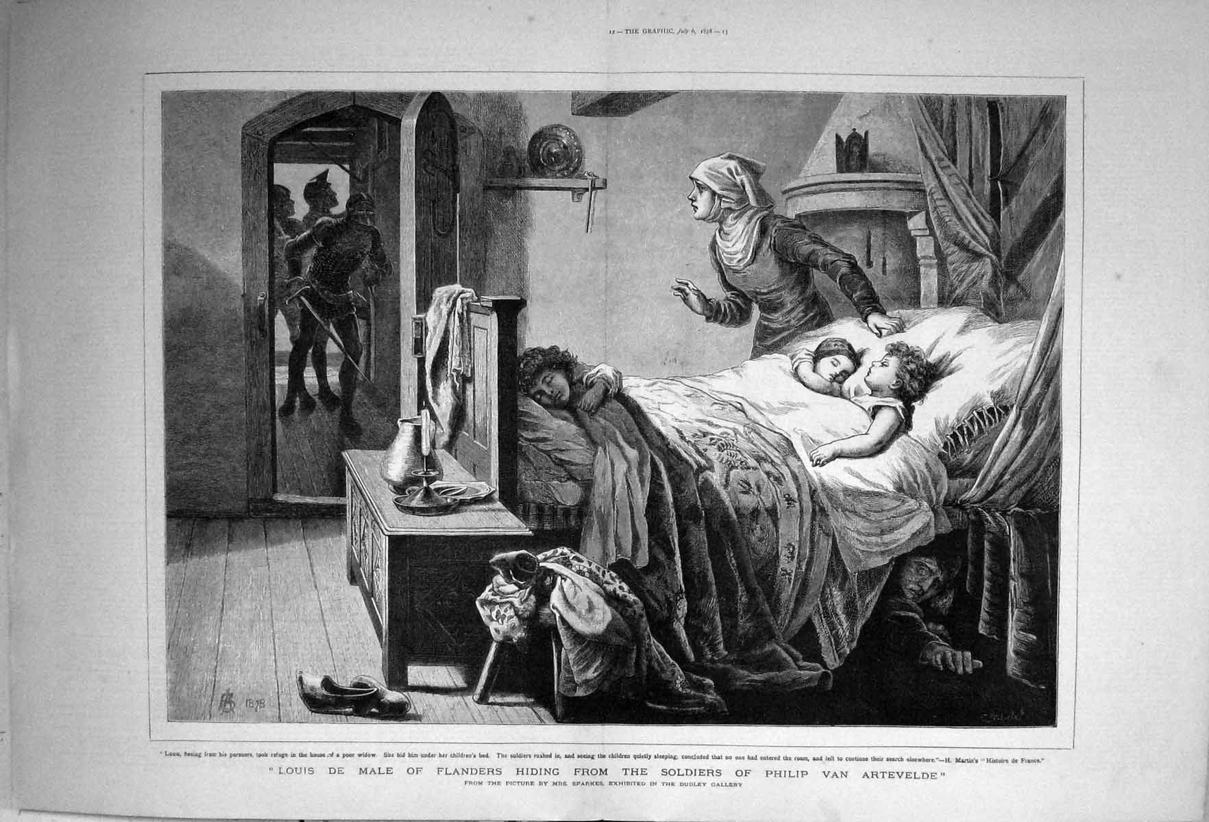 Antique Print 1878 Louis De Male Flanders Hiding Siers Philip Can Artevelde