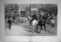 Antique Print 1886 Hunting Season Meet Hall Huntsmen Horses Hounds Dogs Spo
