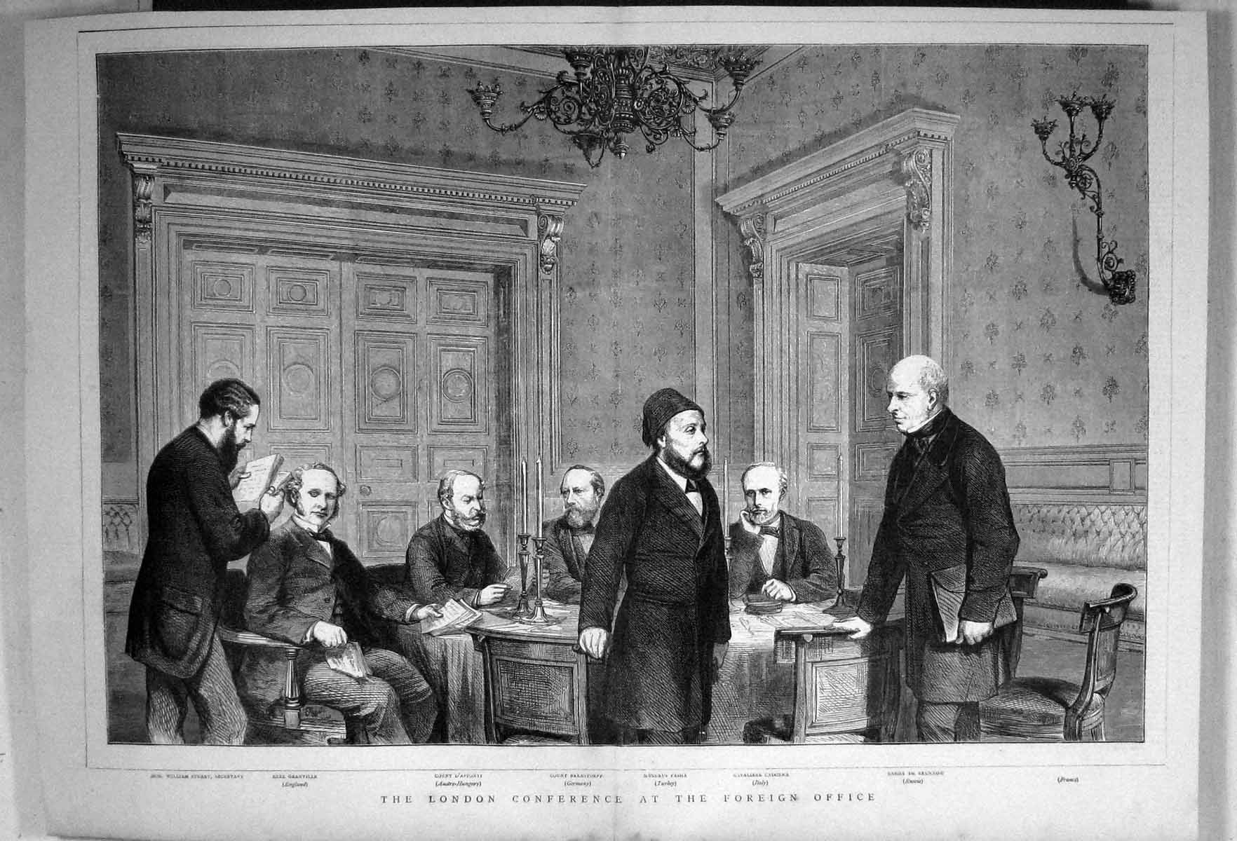 Old 1871 London Foreign Office Pasha Cadorna Brunnow Granville Stuart Victorian